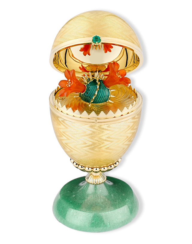 Limited Edition Guilloché Enamel Cactus Surprise Egg Objet