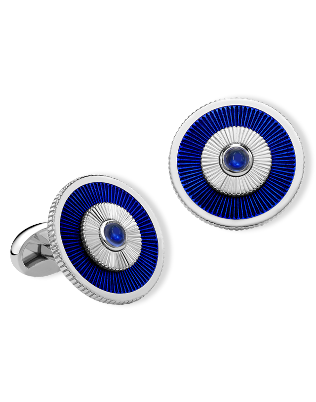 Guilloché Enamel Round Cufflinks