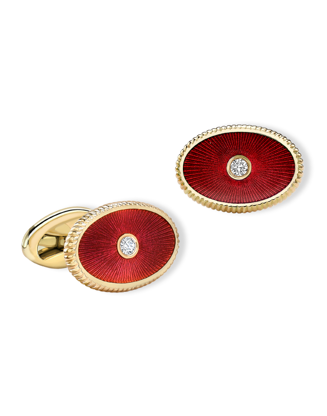 Guilloché Enamel Oval Cufflinks