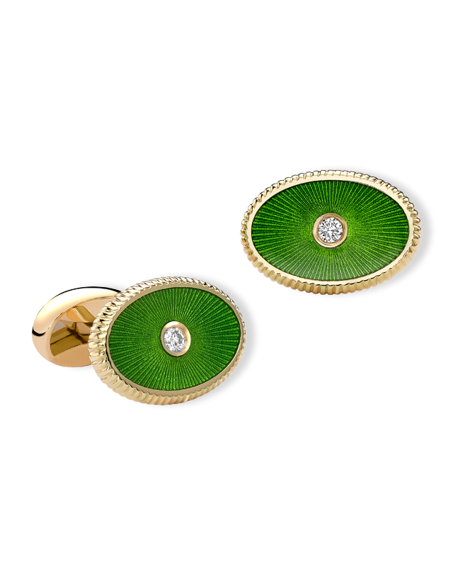 Guilloché Enamel Oval Cufflinks