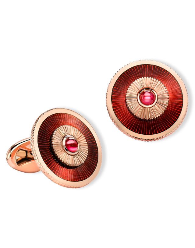 Guilloché Enamel Round Cufflinks