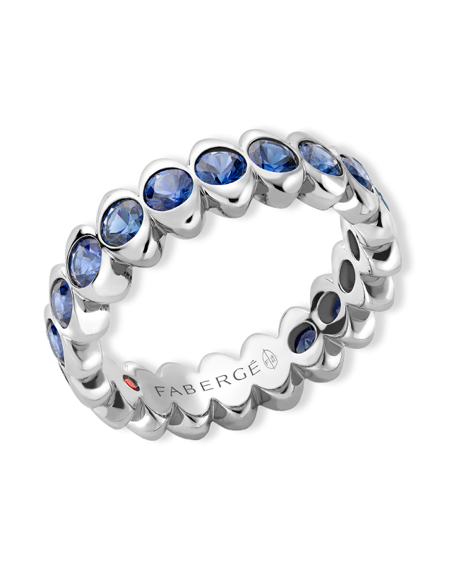 Cosmic Curve Blue Sapphire Eternity Ring
