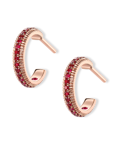 Fluted Hoop Gemstone Earrings
