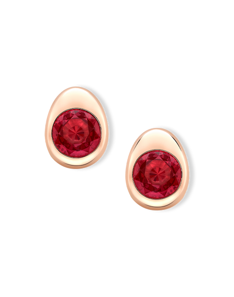 Cosmic Curve Ruby Stud Earrings