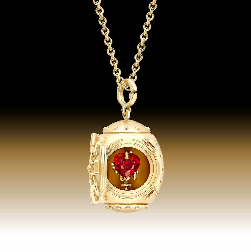 Goldfinger Egg Safe Locket with Ruby Heart Surprise