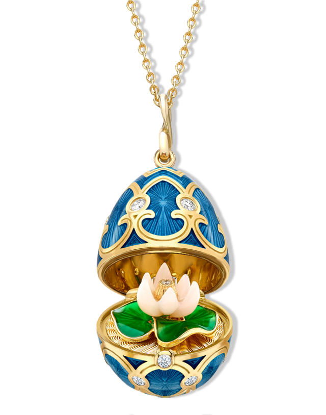 Guilloché Enamel Water Lily Surprise Locket