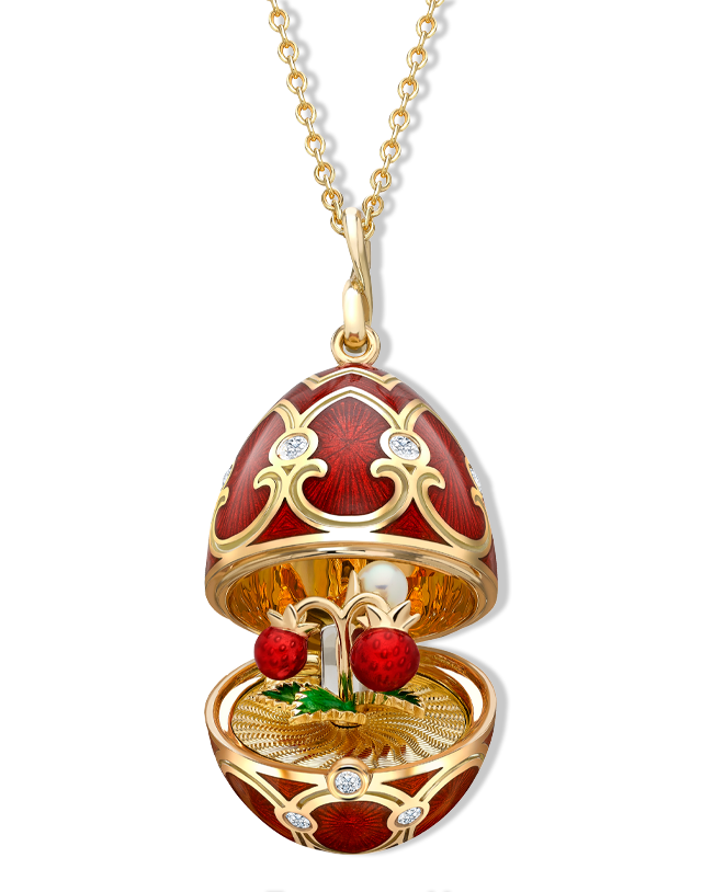 Guilloché Enamel Strawberry Surprise Locket