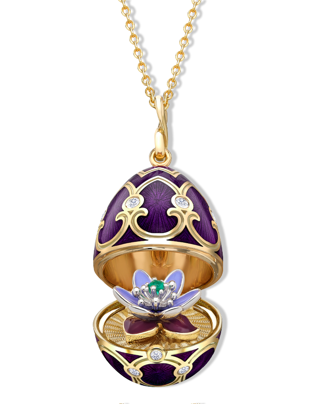 Guilloché Enamel Anemone Surprise Locket