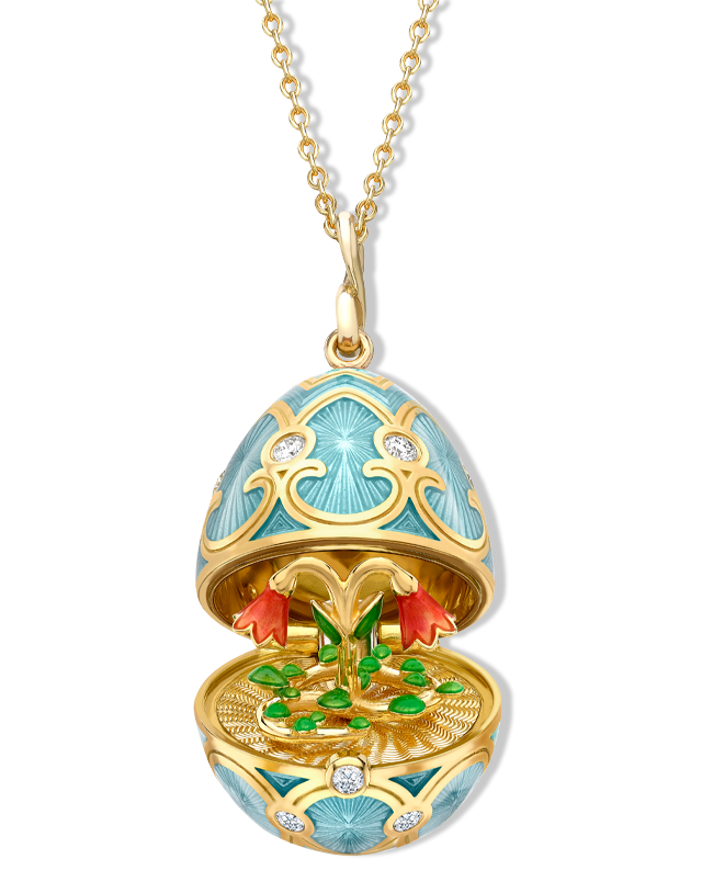 Guilloché Enamel Twin Flower Surprise Locket
