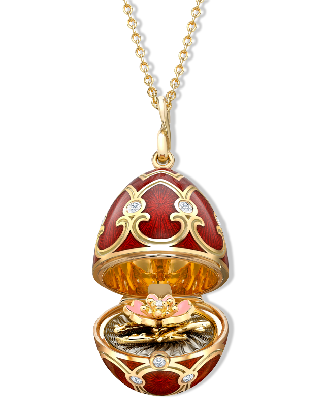 Guilloché Enamel Wild Rose Surprise Locket