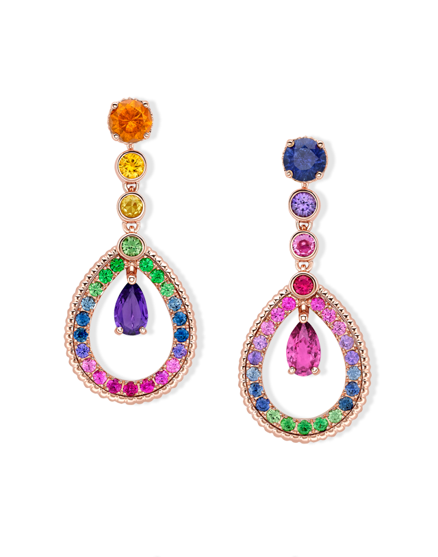 Fluted Gemstone Teardrop Earrings