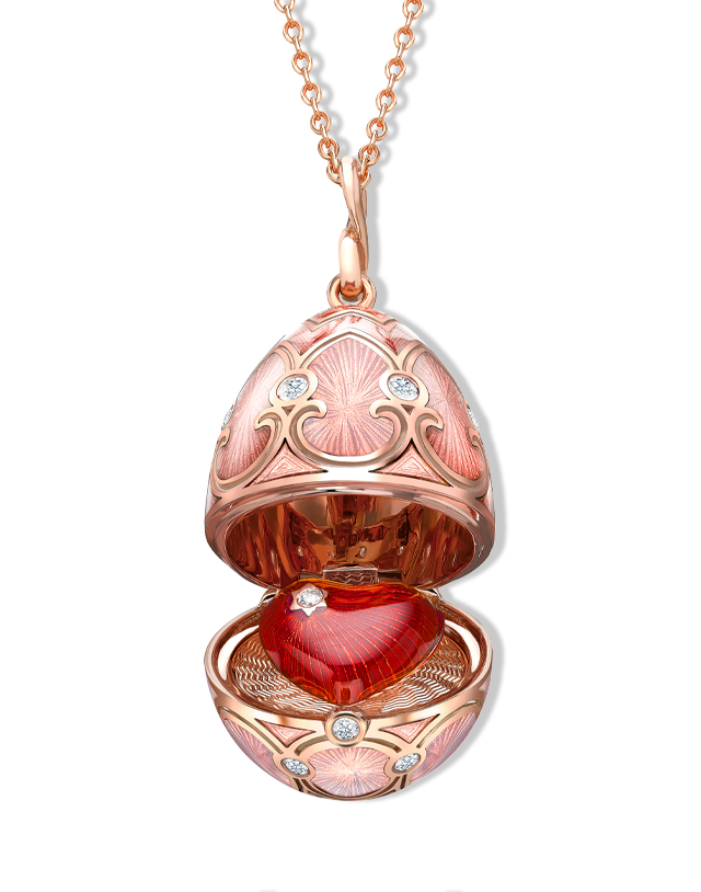 Guilloché Enamel Heart Surprise Locket