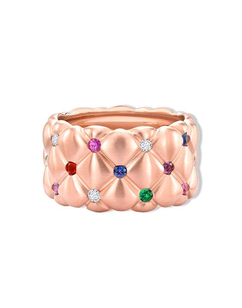 Brushed Multicoloured Gemstone Grande Ring