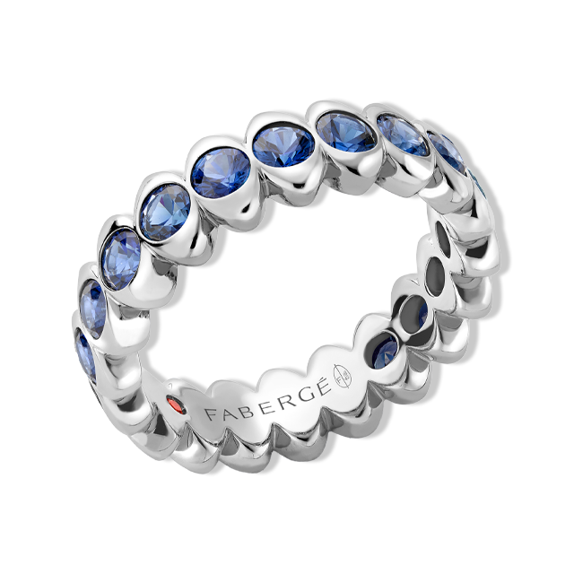 Cosmic Curve Blue Sapphire Eternity Ring