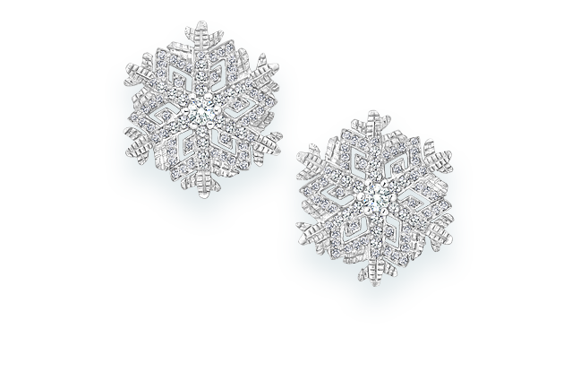 Heritage Platinum Diamond Snowflake Earrings