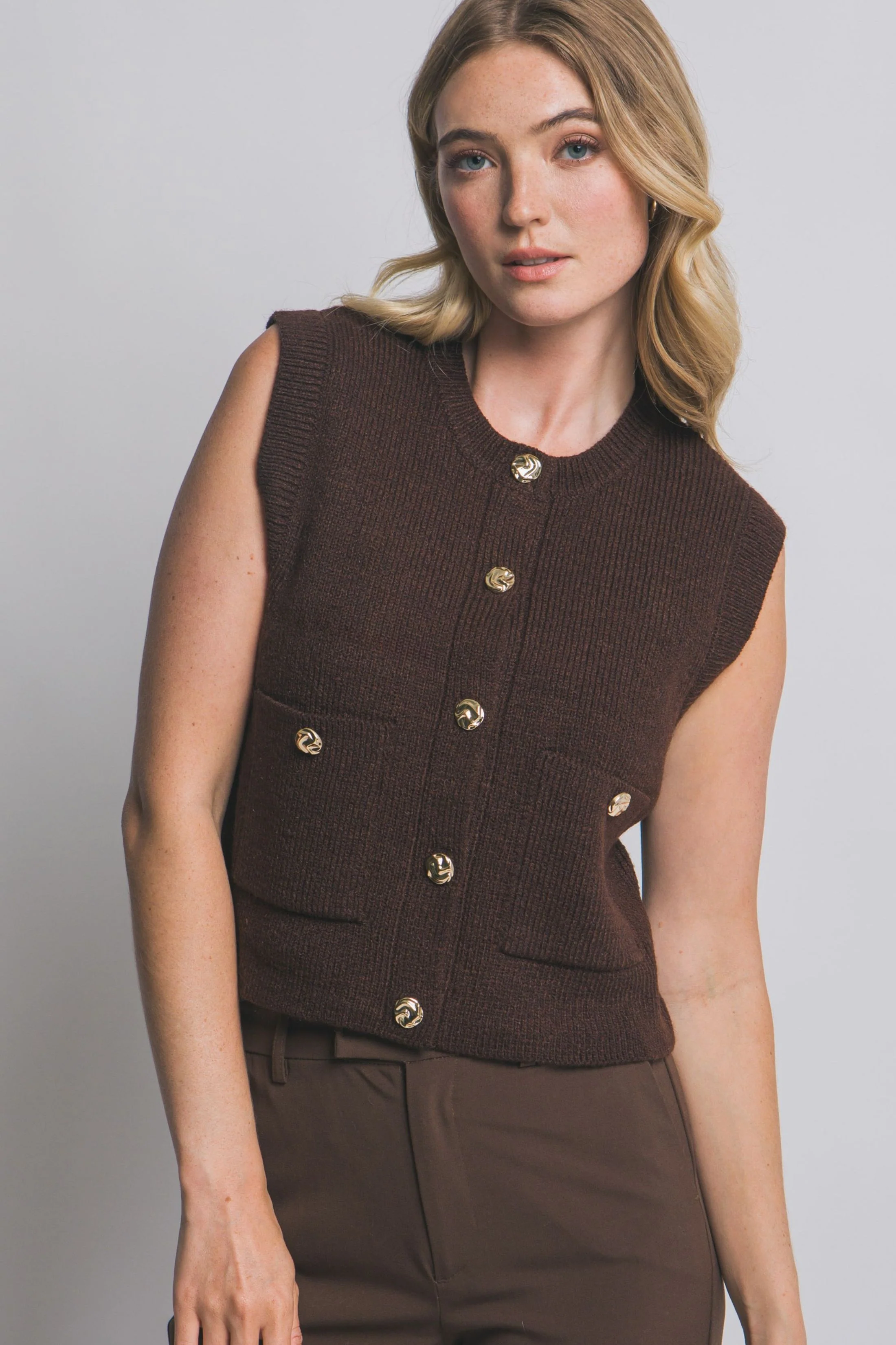 Image of Lori Sleeveless Knit Sweater Vest