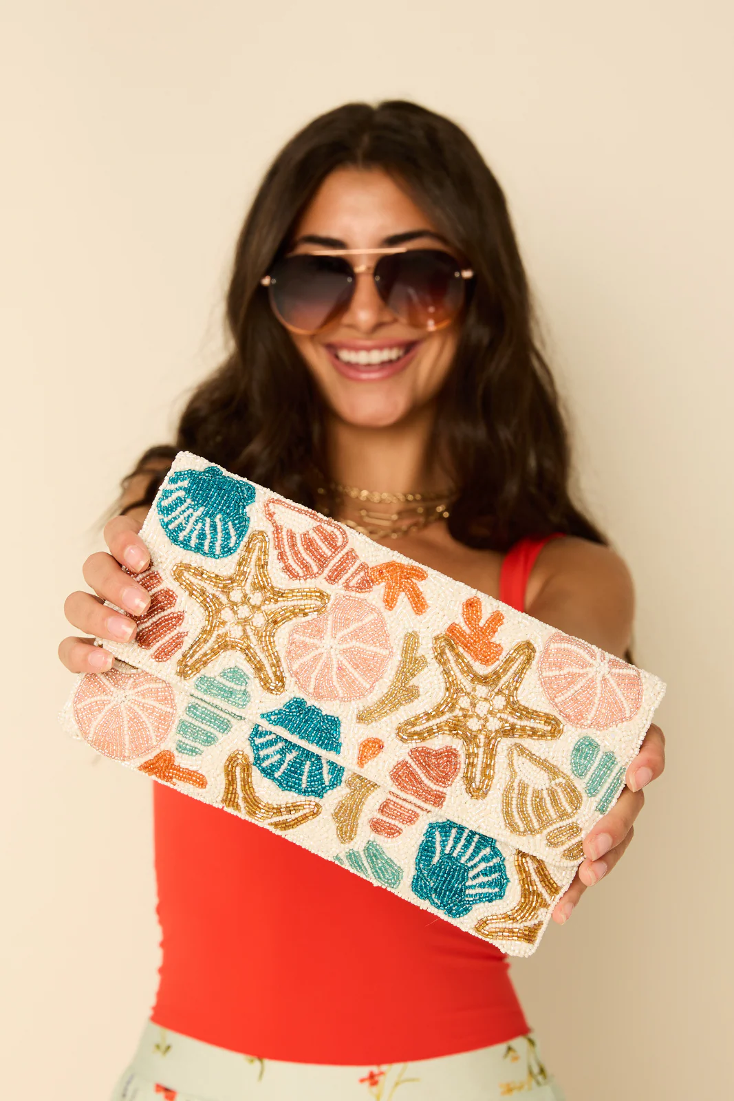 Image of Seashells Beaded Clutch