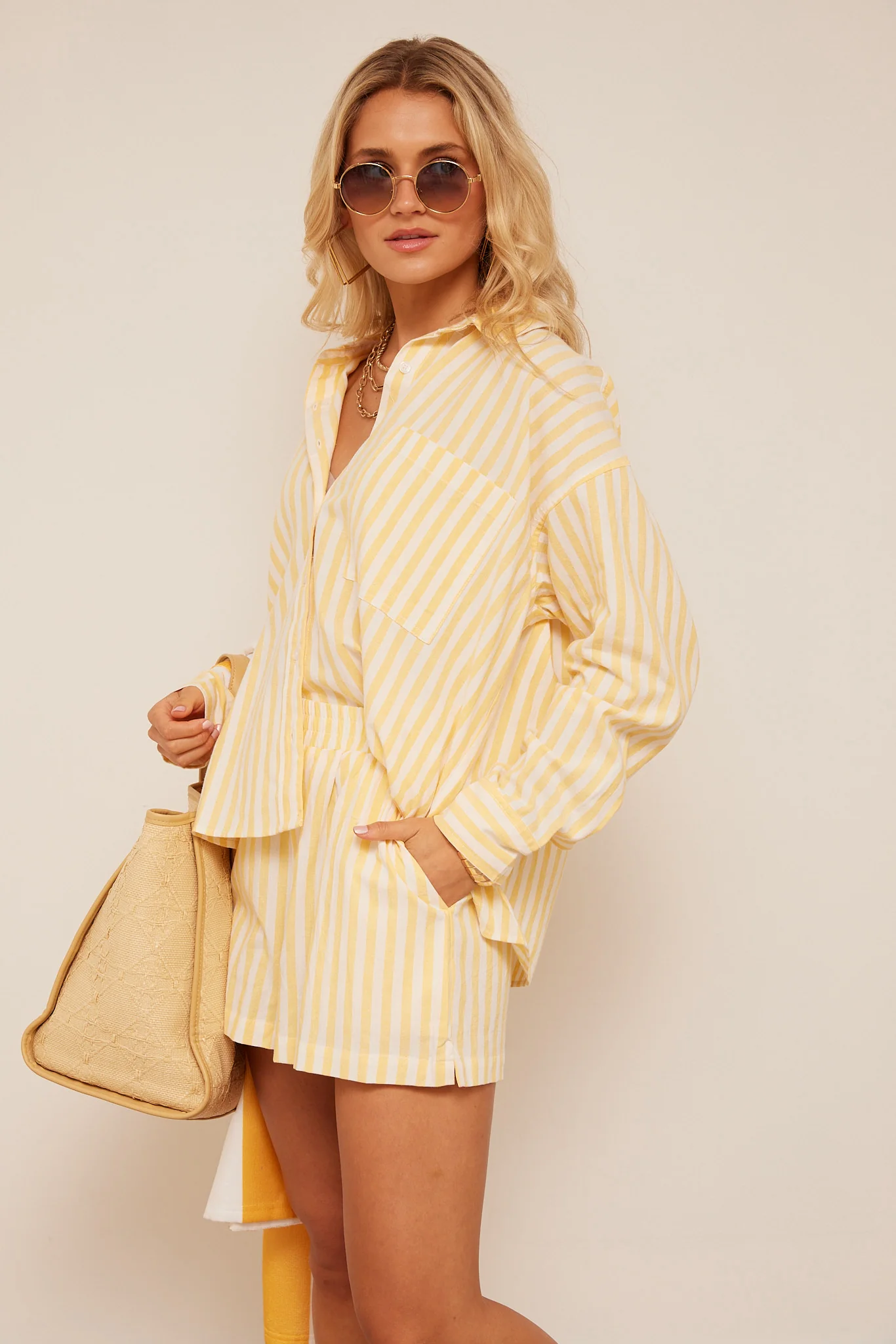 Image of Joanna Striped Cover Up Shorts