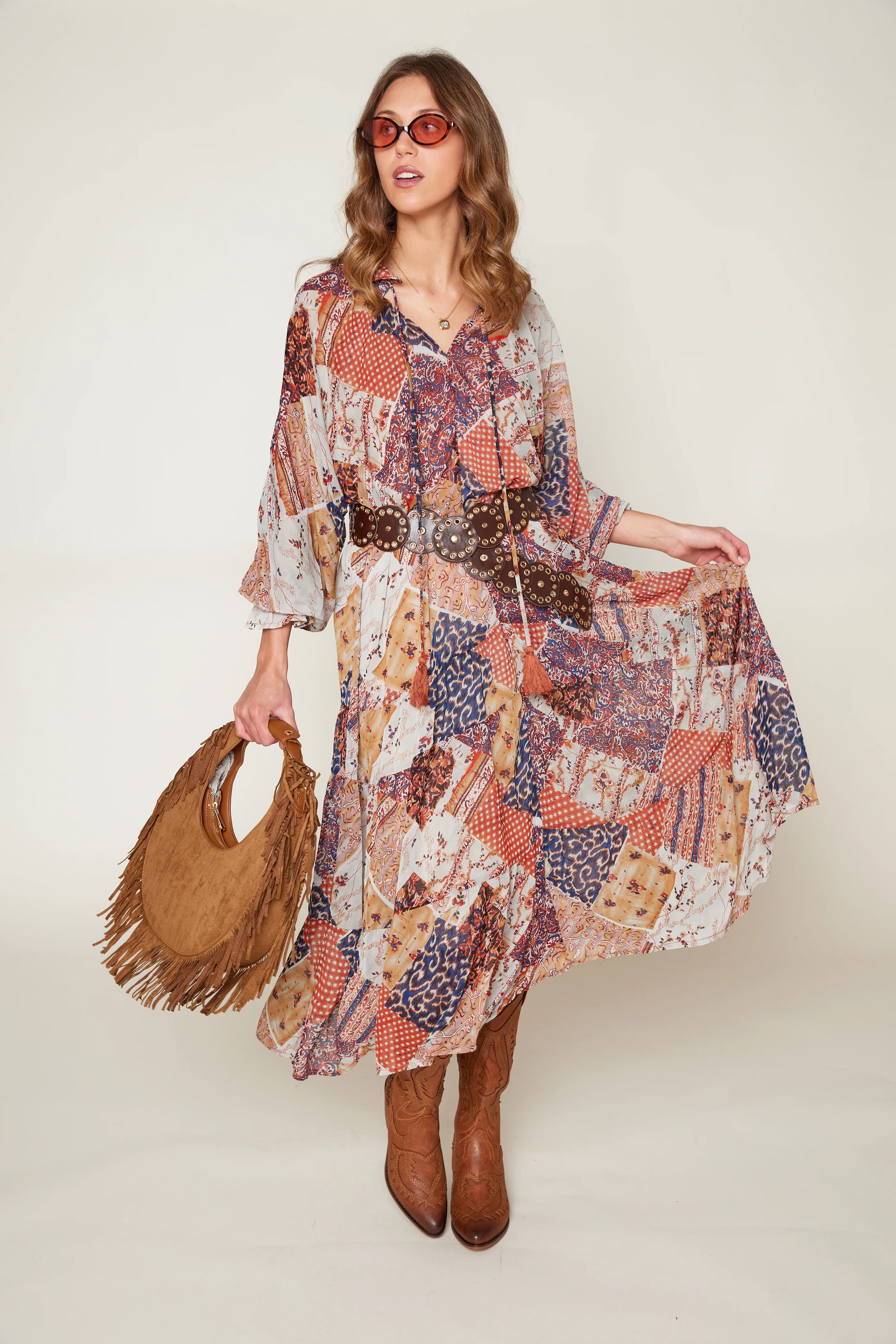 Image of Anderson Paisley Pattern Maxi Dress