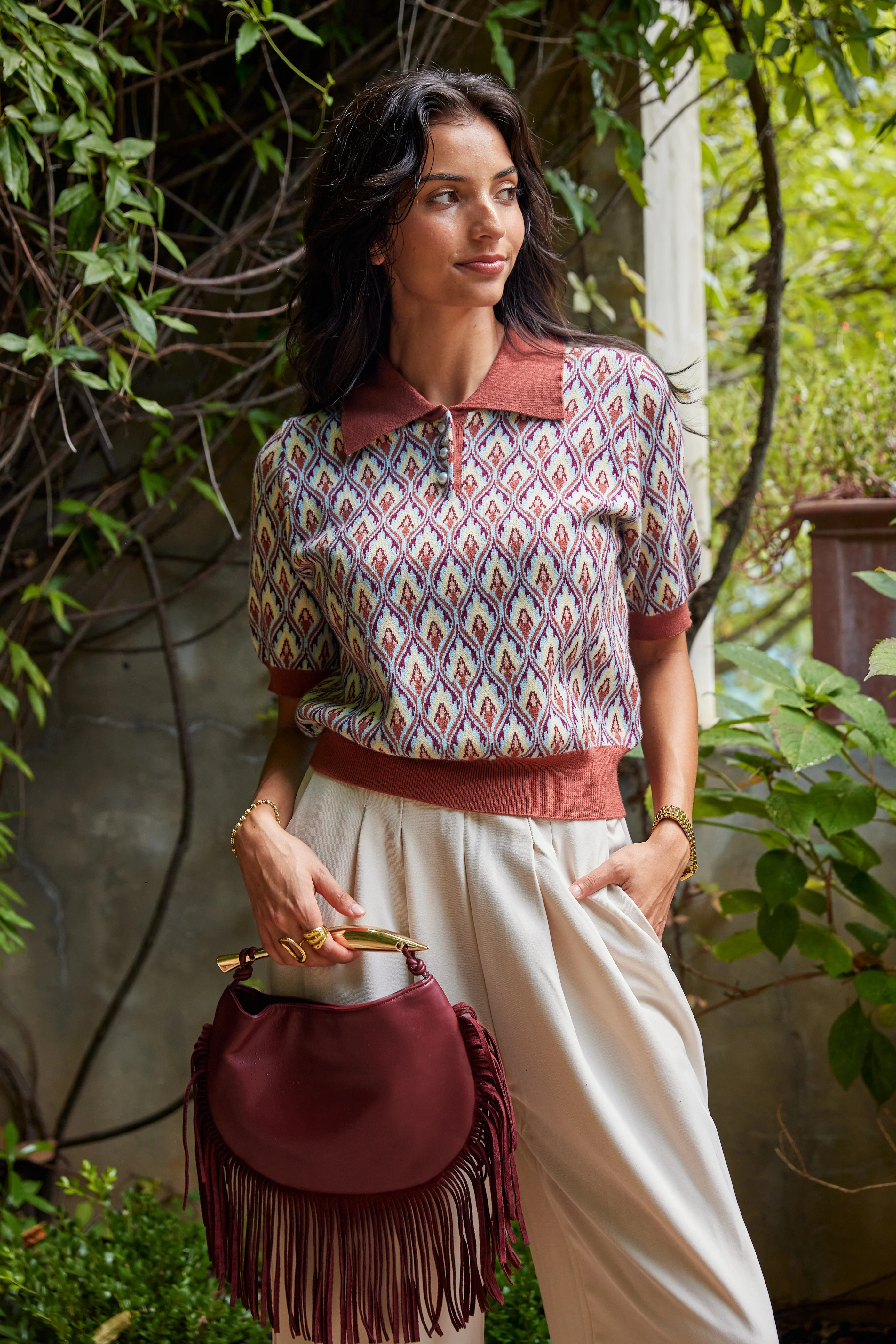 Image of Jameson Multi Patterned Contrast Edge Top