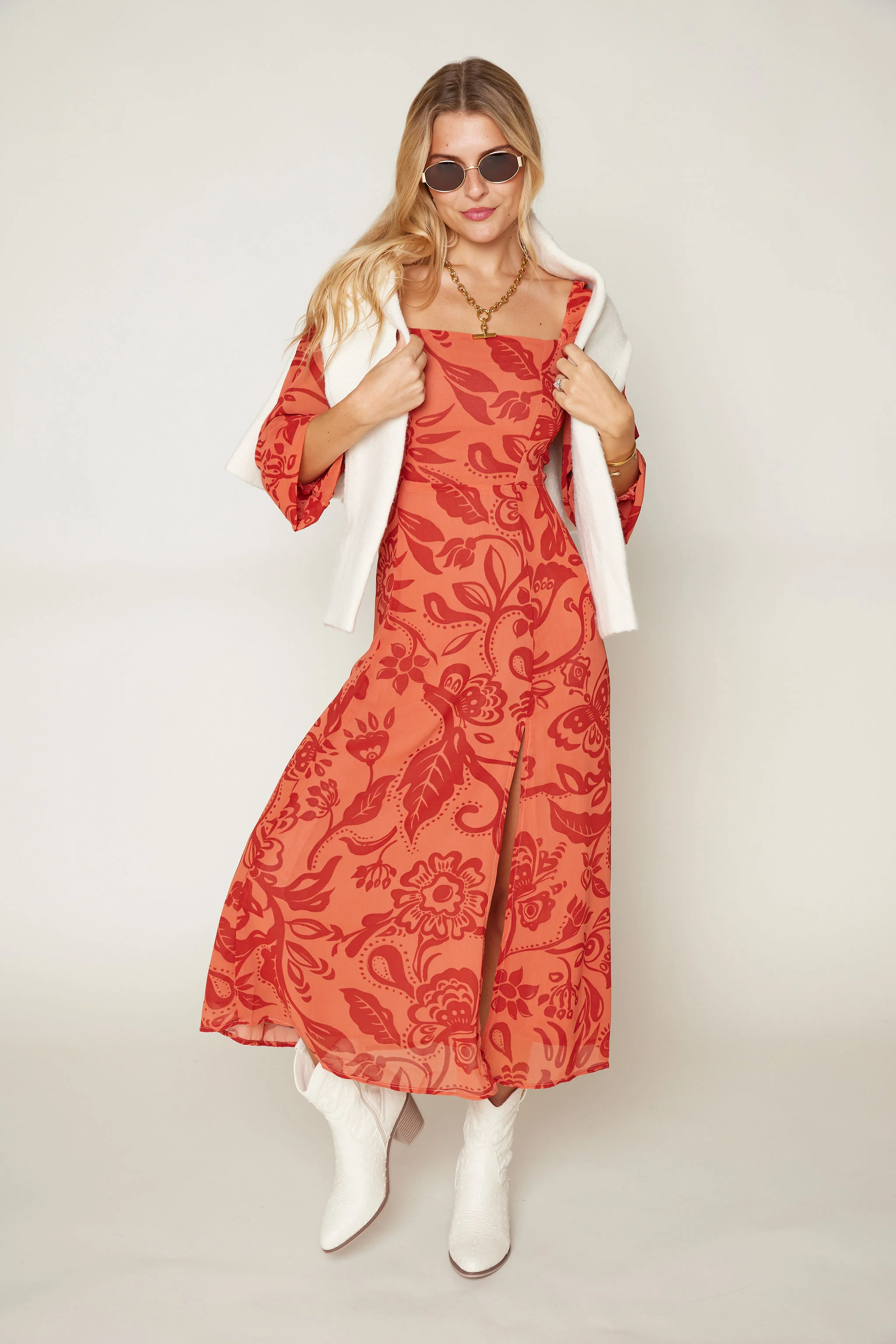 Image of Angler Long Sleeve Bossa Nova Midi Dress