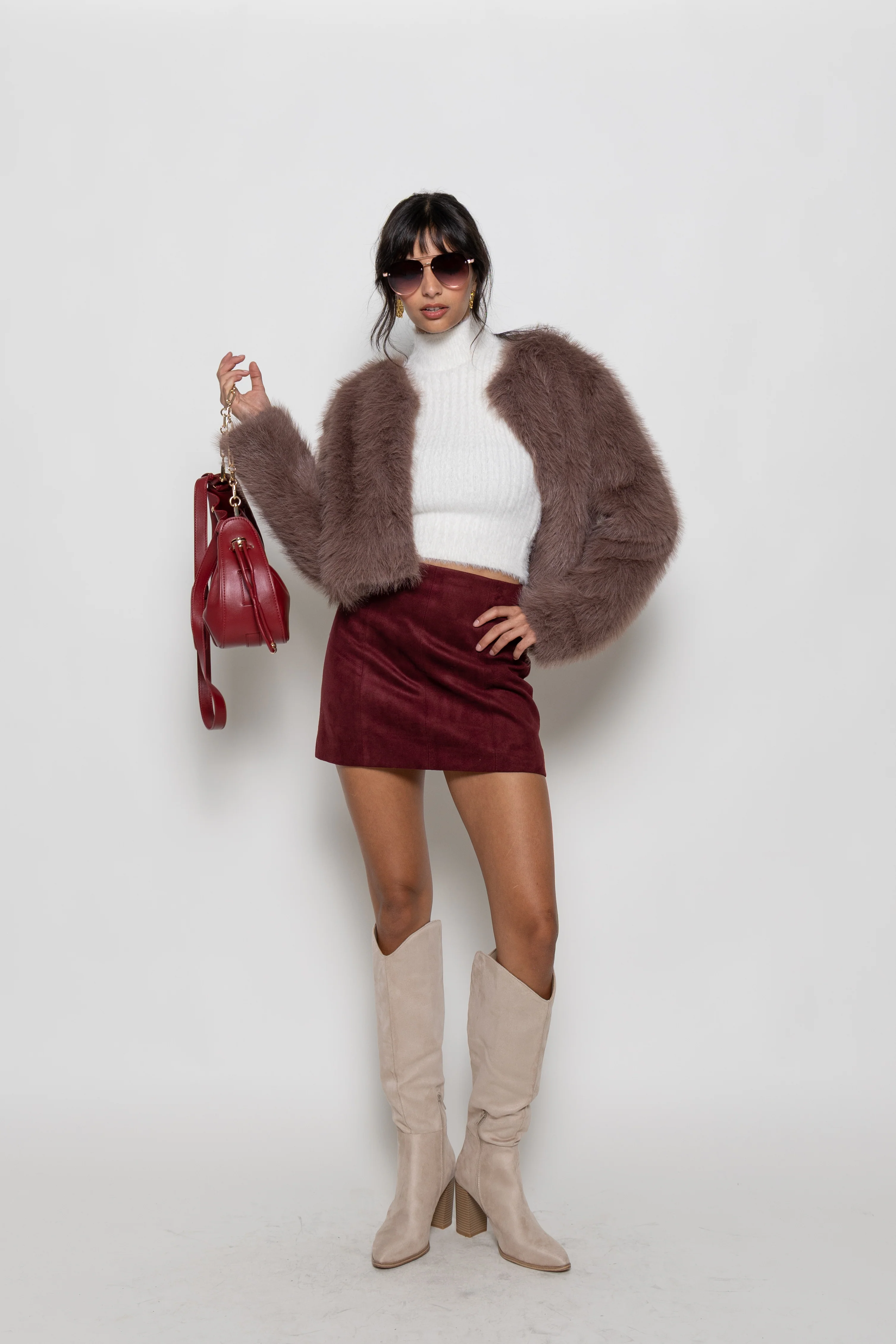 Image of Isabella Fitted Suede Mini Skirt