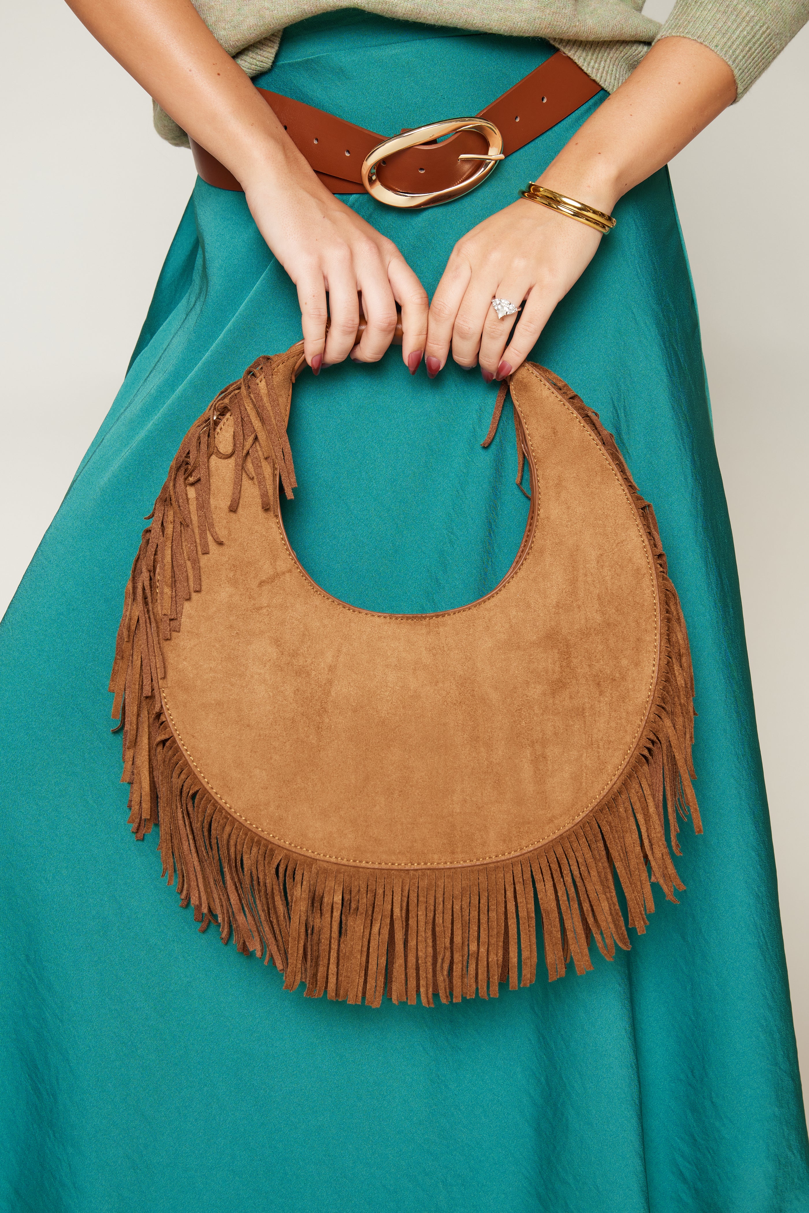 Image of Hannah Round Fringe Hobo Bag