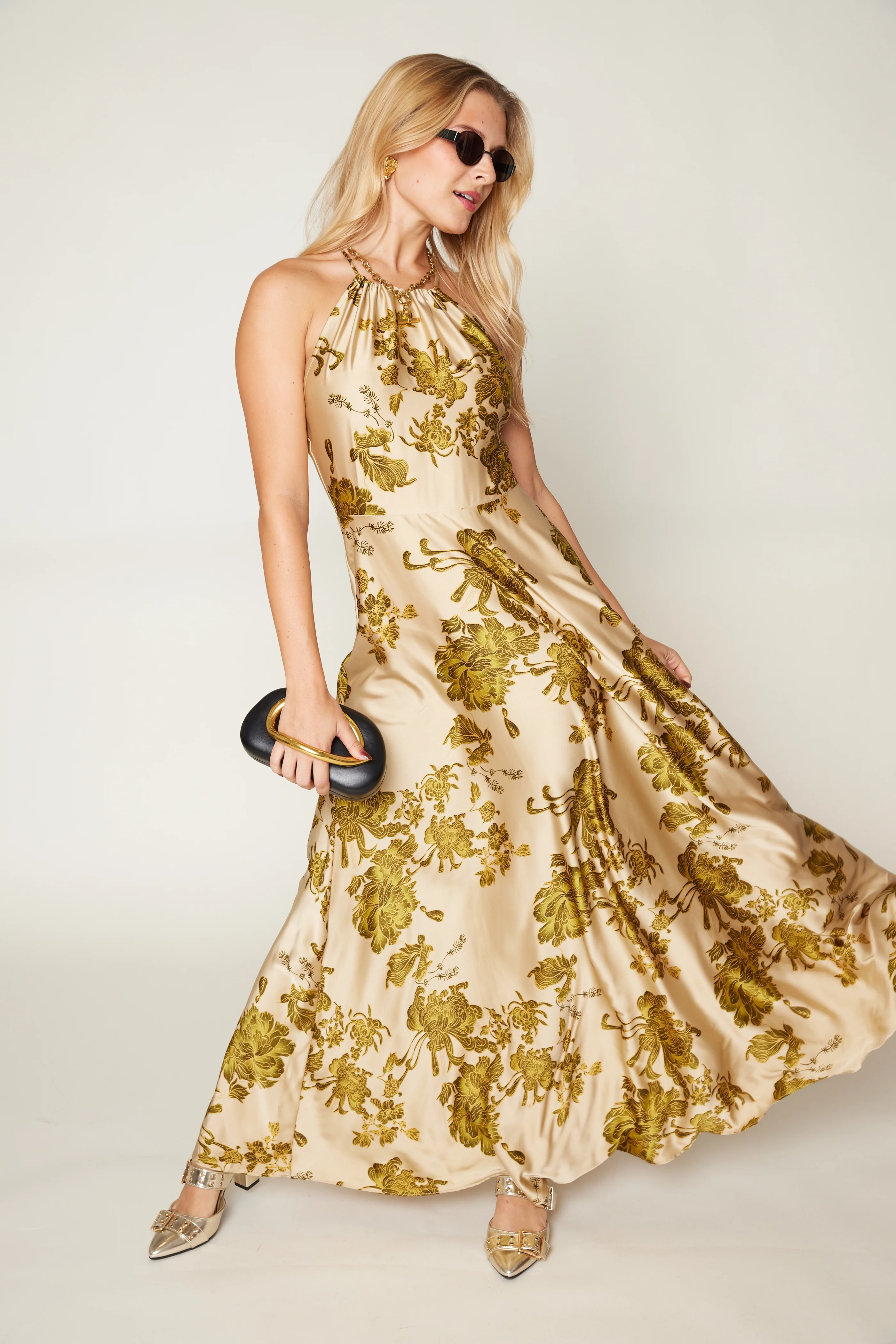 Image of Beck Printed Halter Maxi Dress