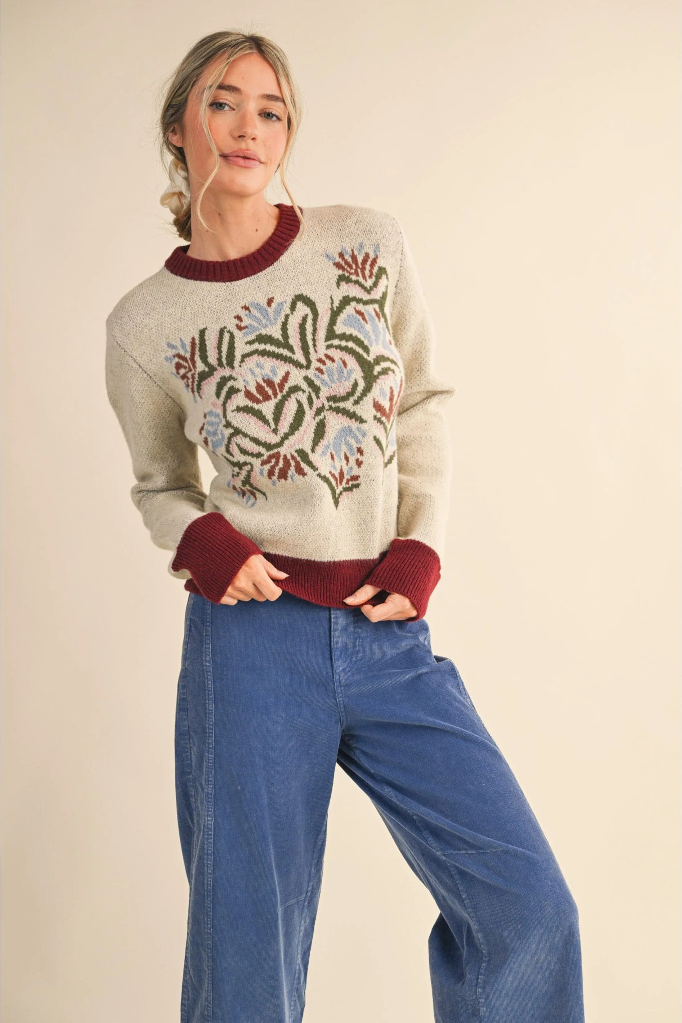 Image of Oliver Floral Knit Sweater