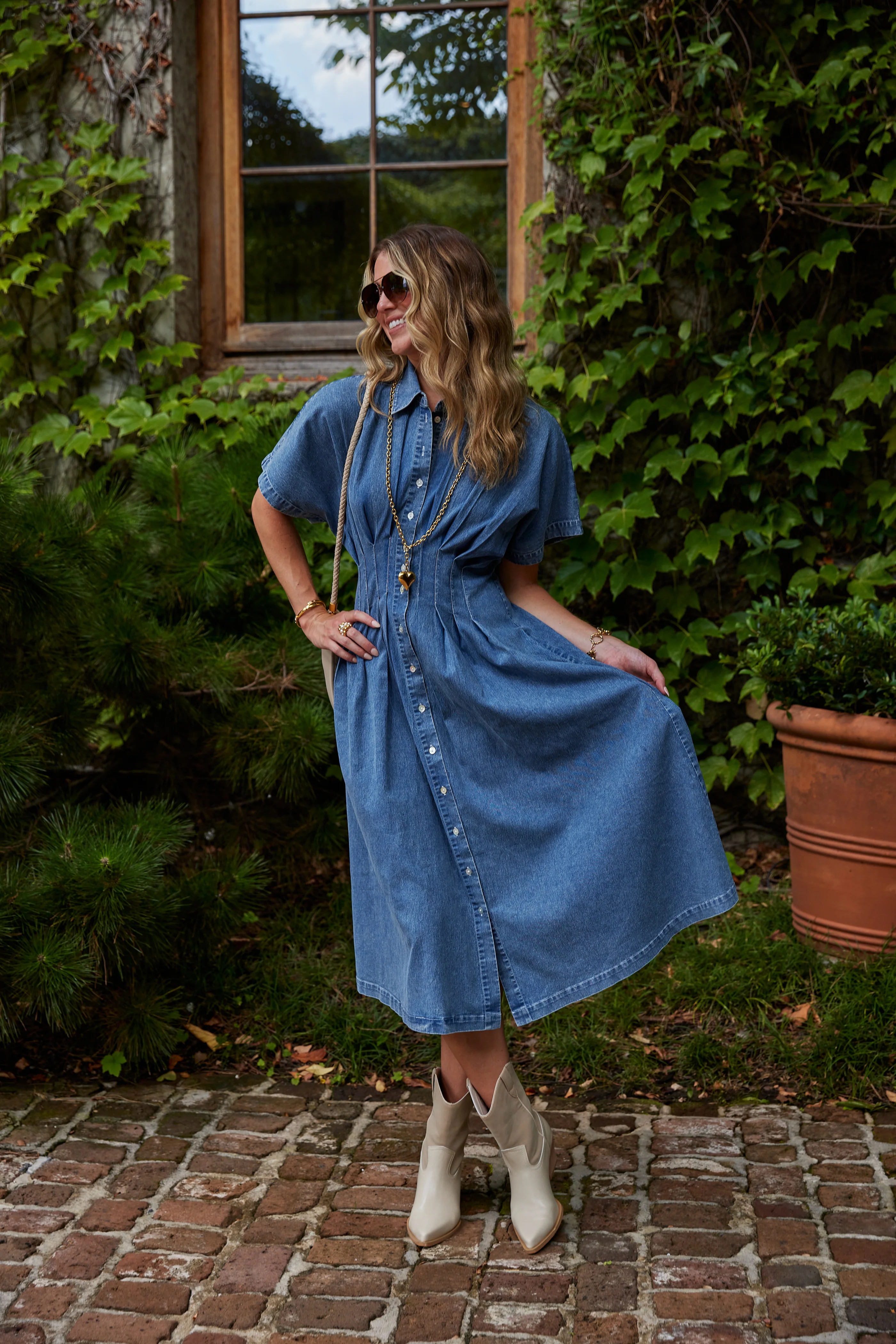 Image of June Denim Button Down Dress