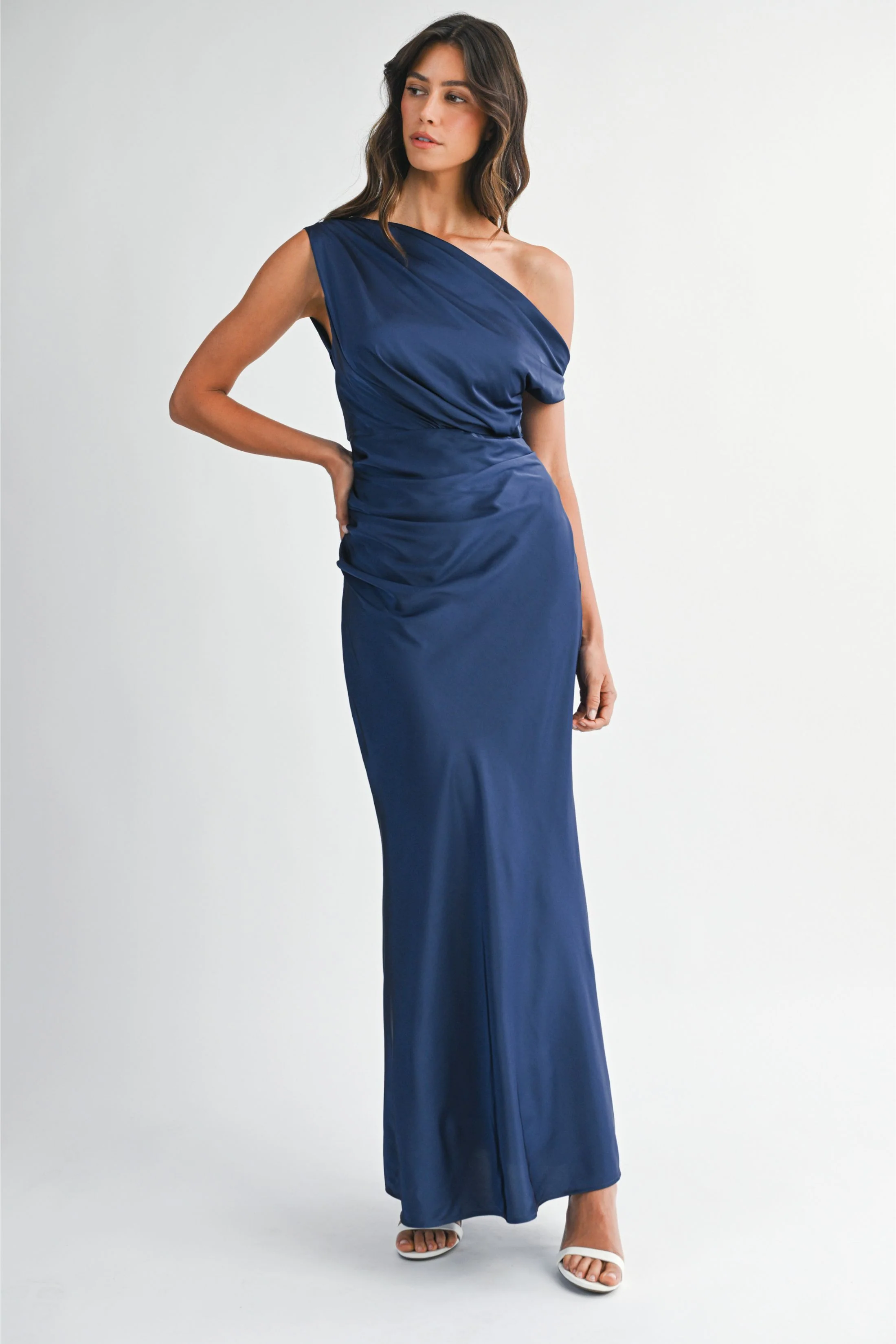 Image of Georgia Satin One Shoulder Maxi Dress