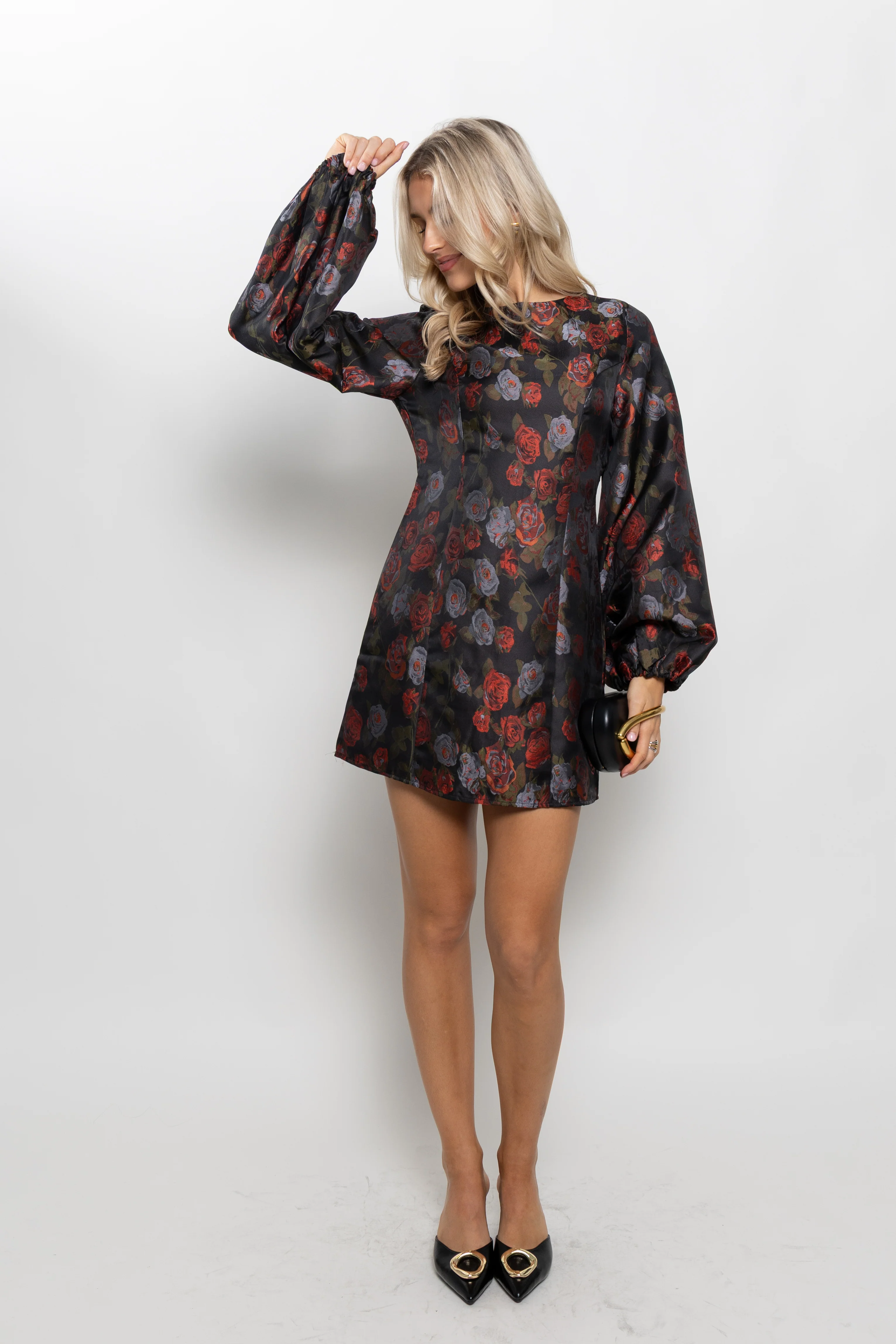 Image of Rosie Balloon Sleeve Mini Dress