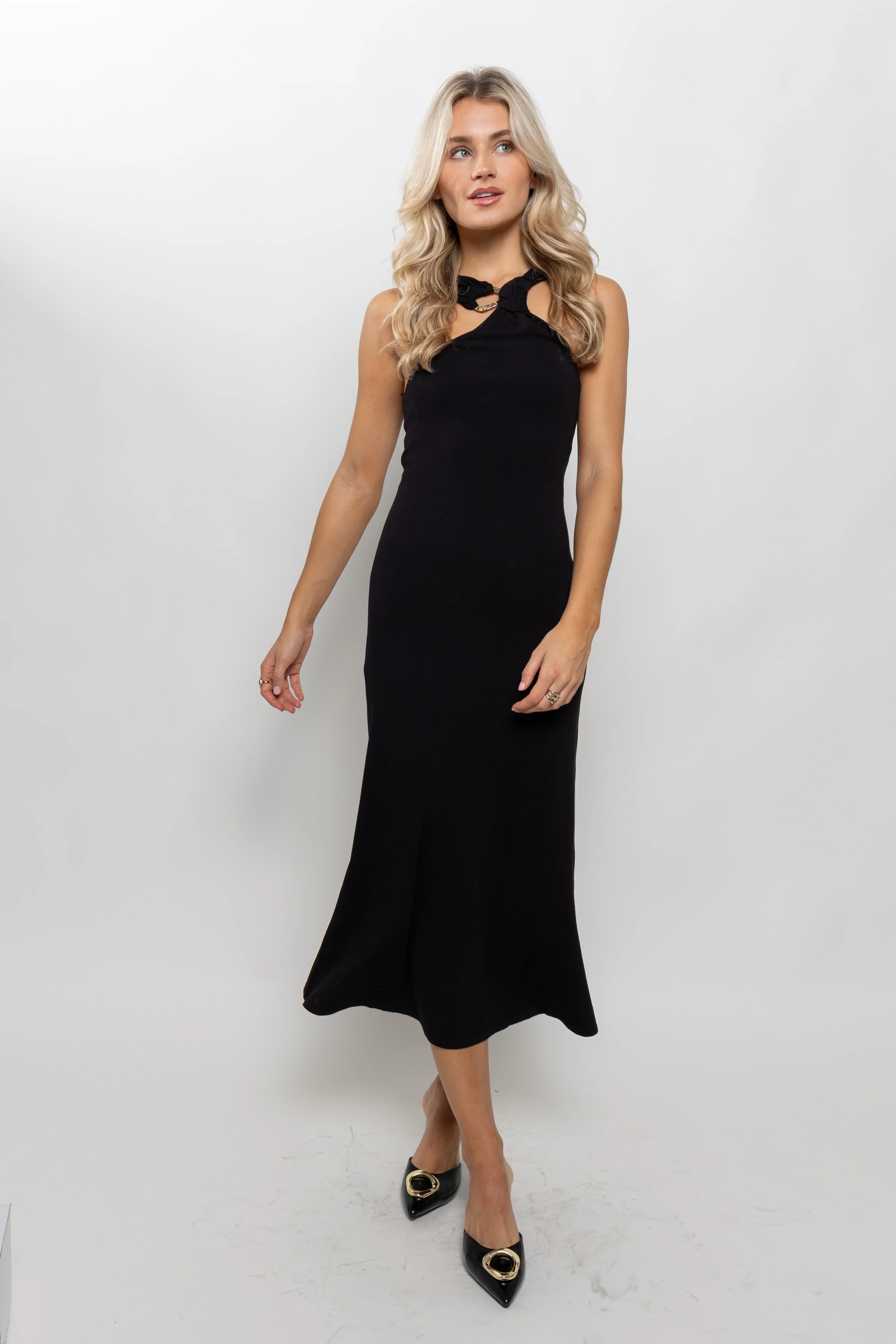 Image of Blakely Gold Detail Midi Dress