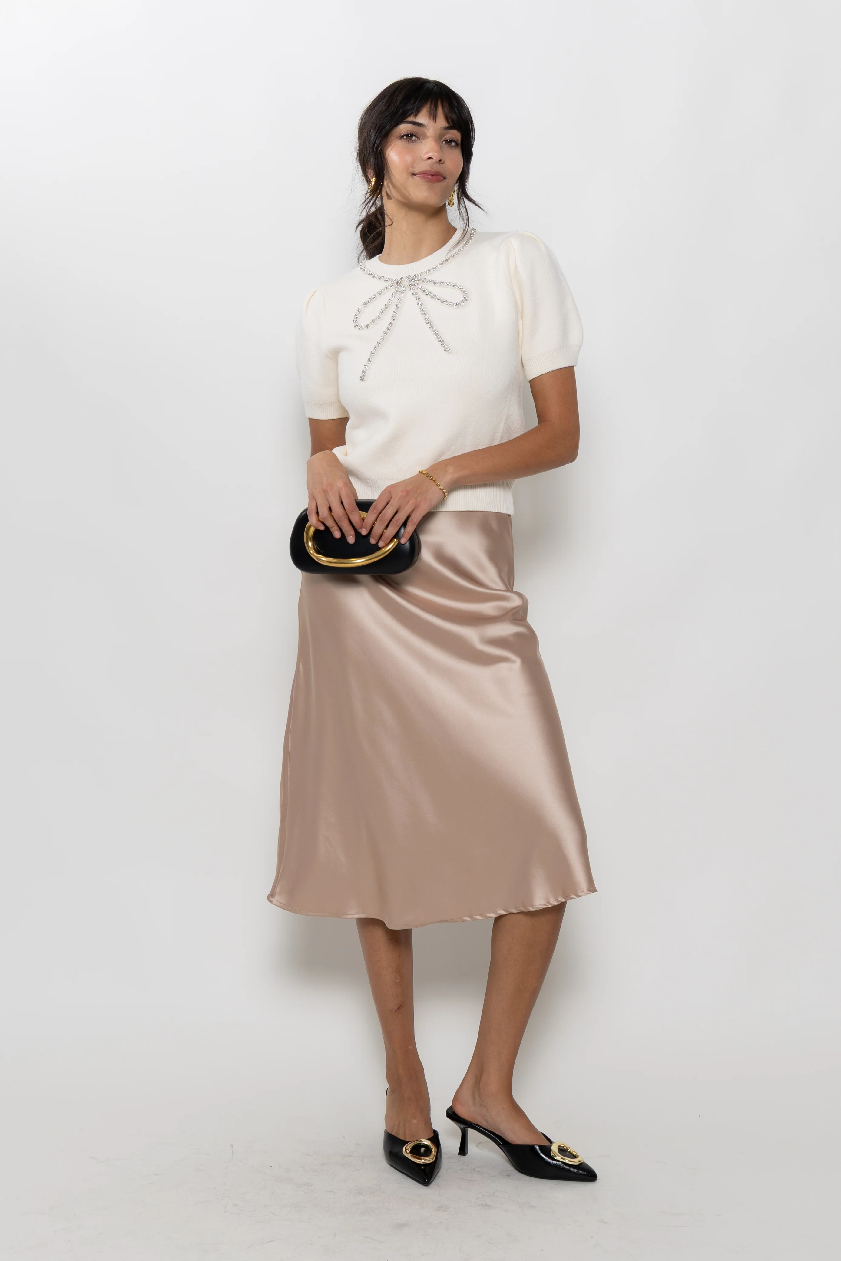 Image of Cam Satin Midi Skirt