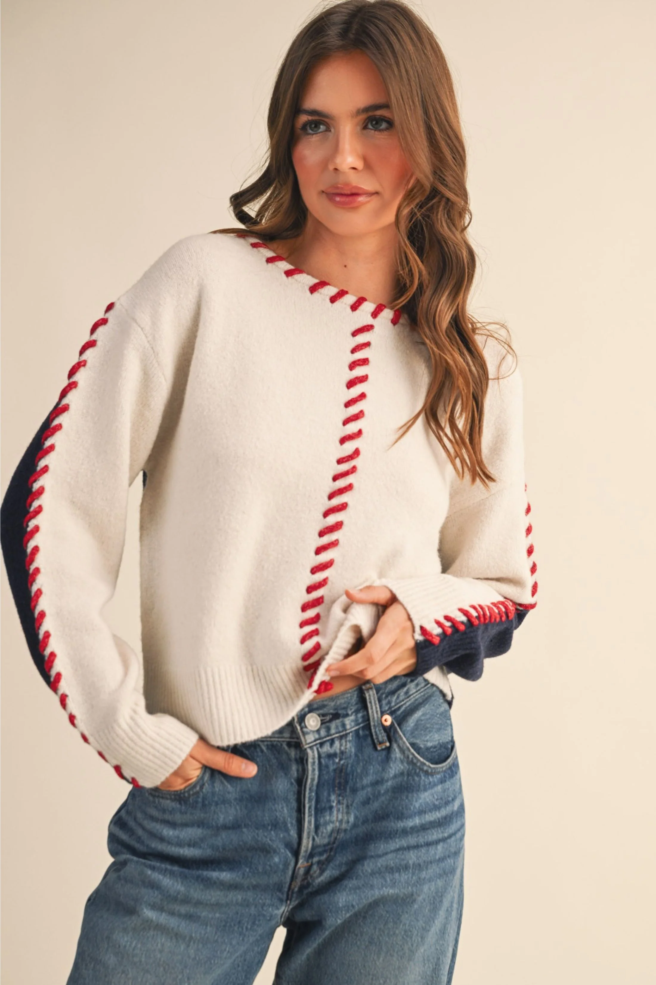 Image of Campbell Stitched Sweater