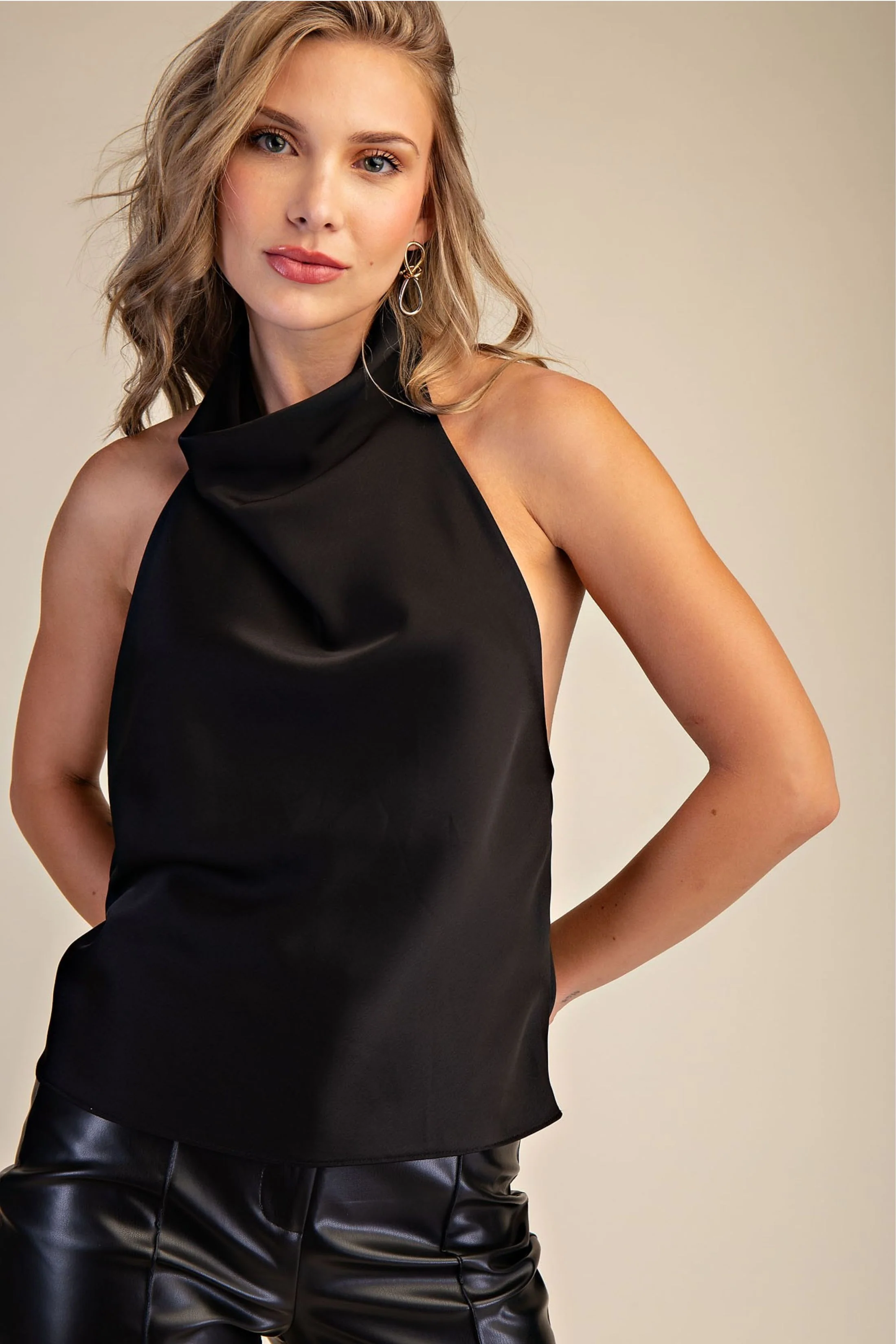 Image of Merry Halter Neck Satin Top