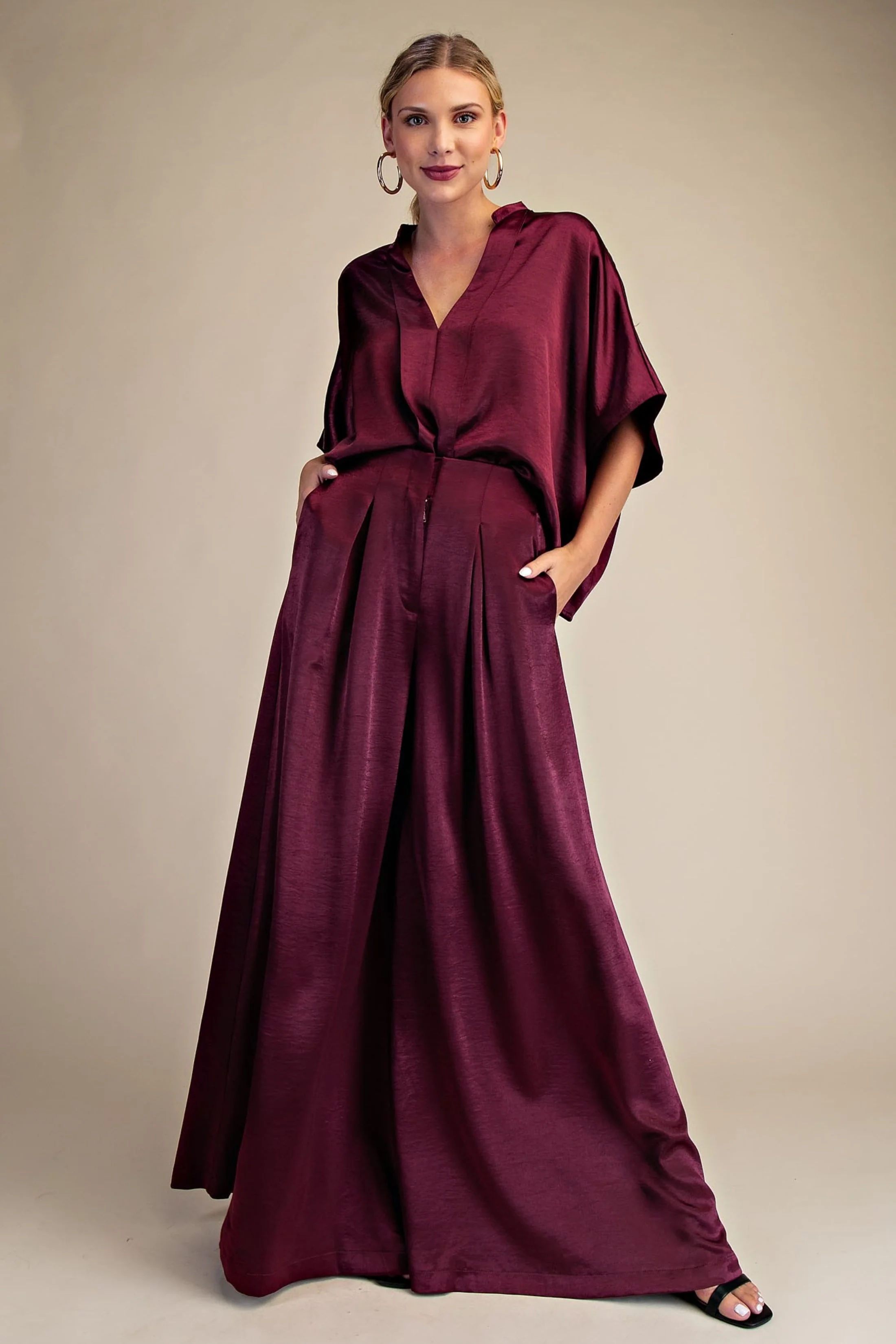 Image of Poppy Satin Palazzo Pants