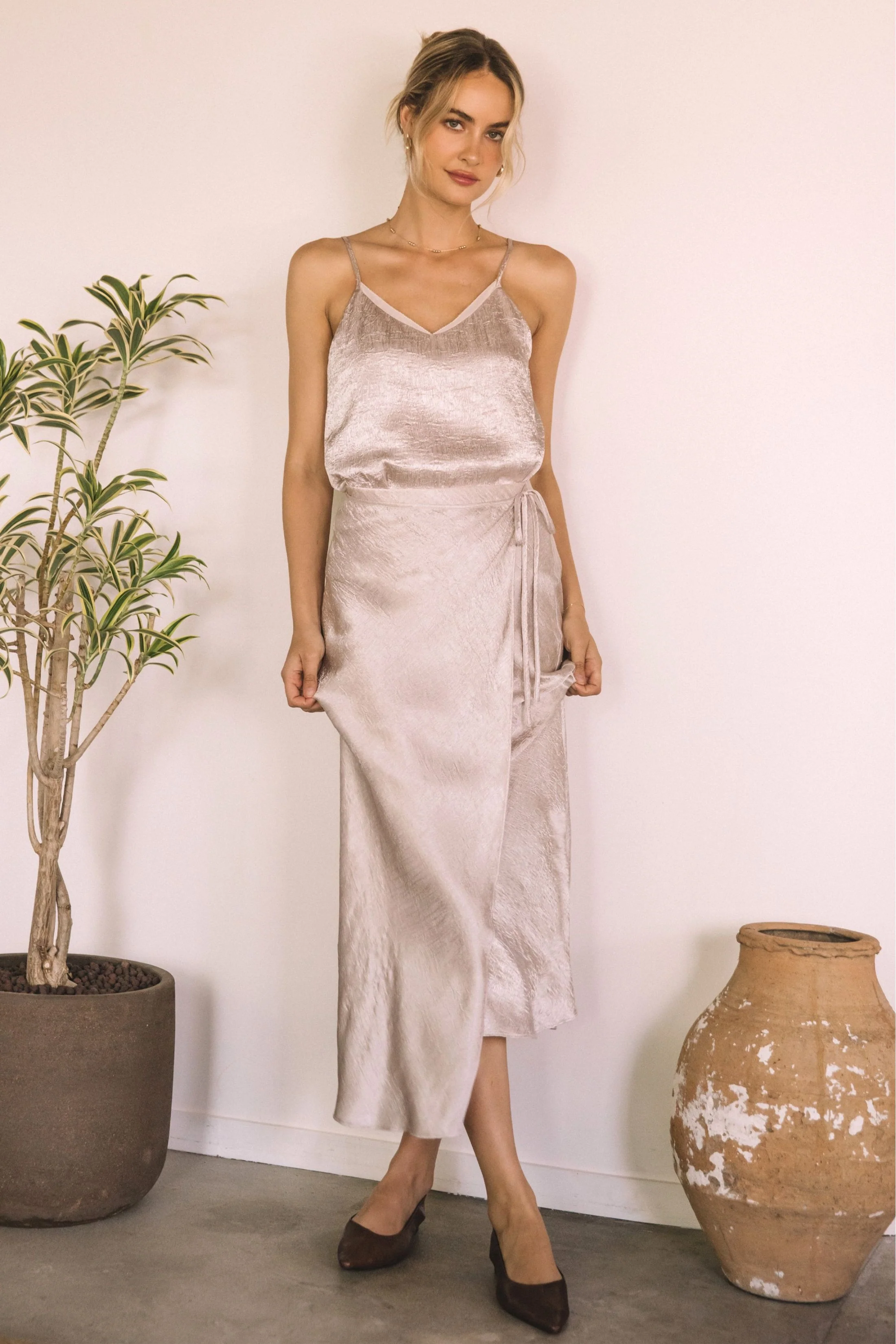 Image of Terry Satin Skirt
