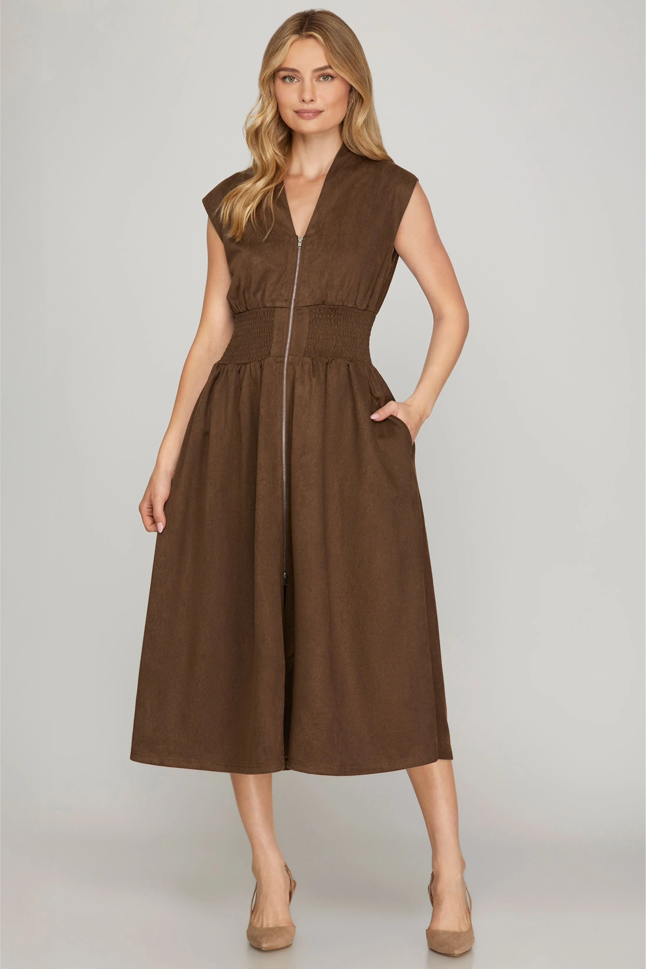 Image of Judy Smocked Waist Midi Dress