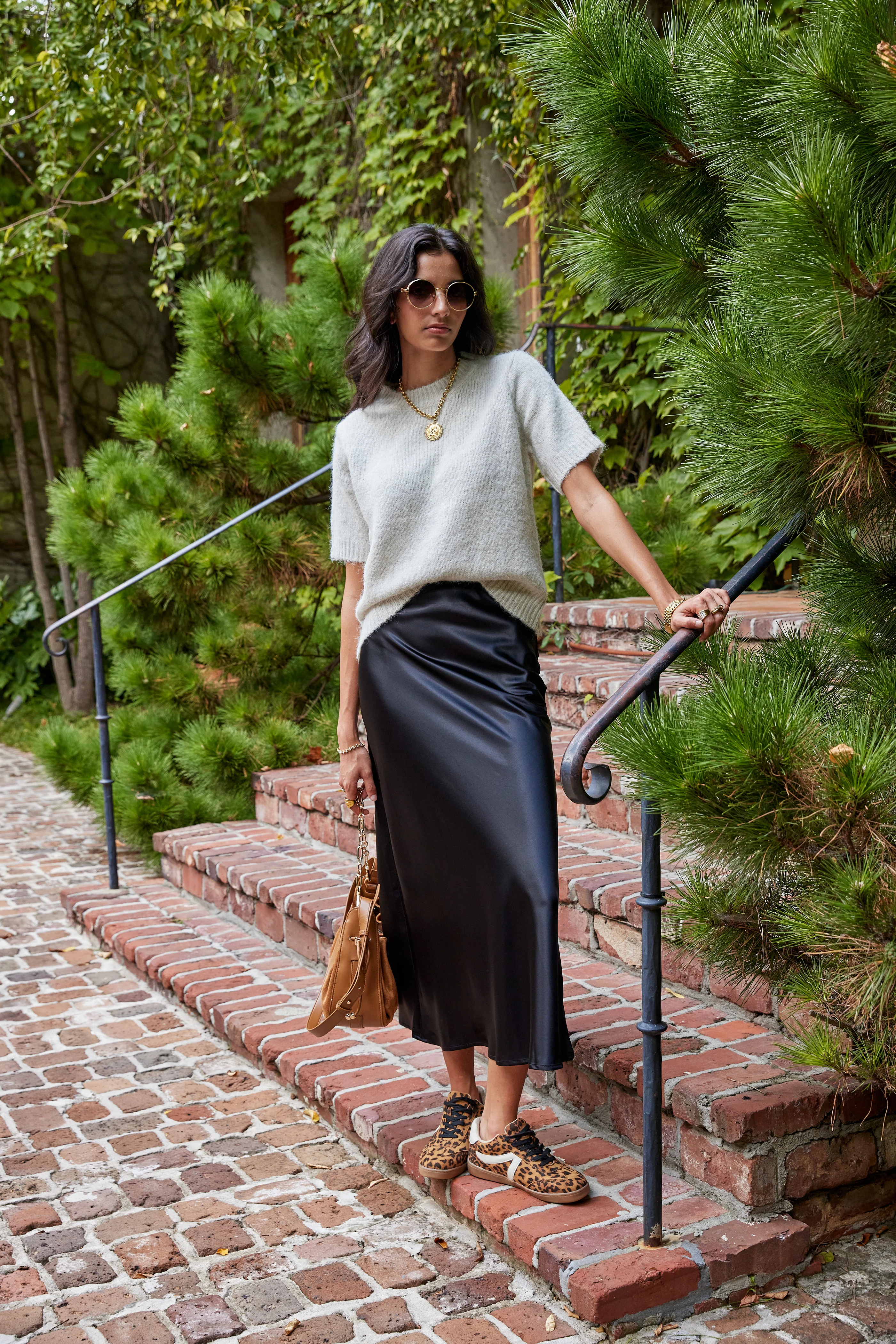 Image of Remi Elastic Band Midi Satin Skirt