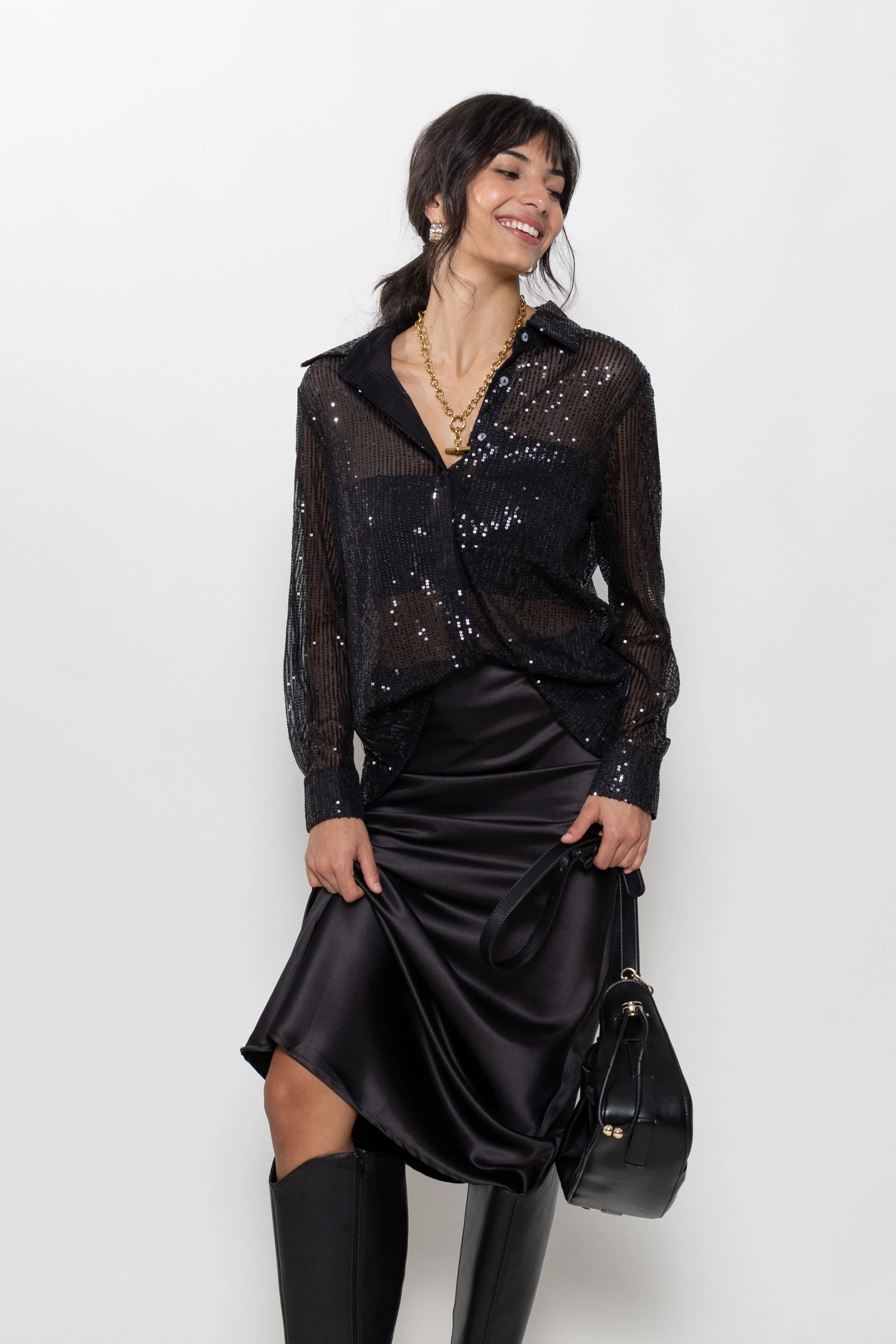 Image of Kenzie Sequin Button Down Shirt