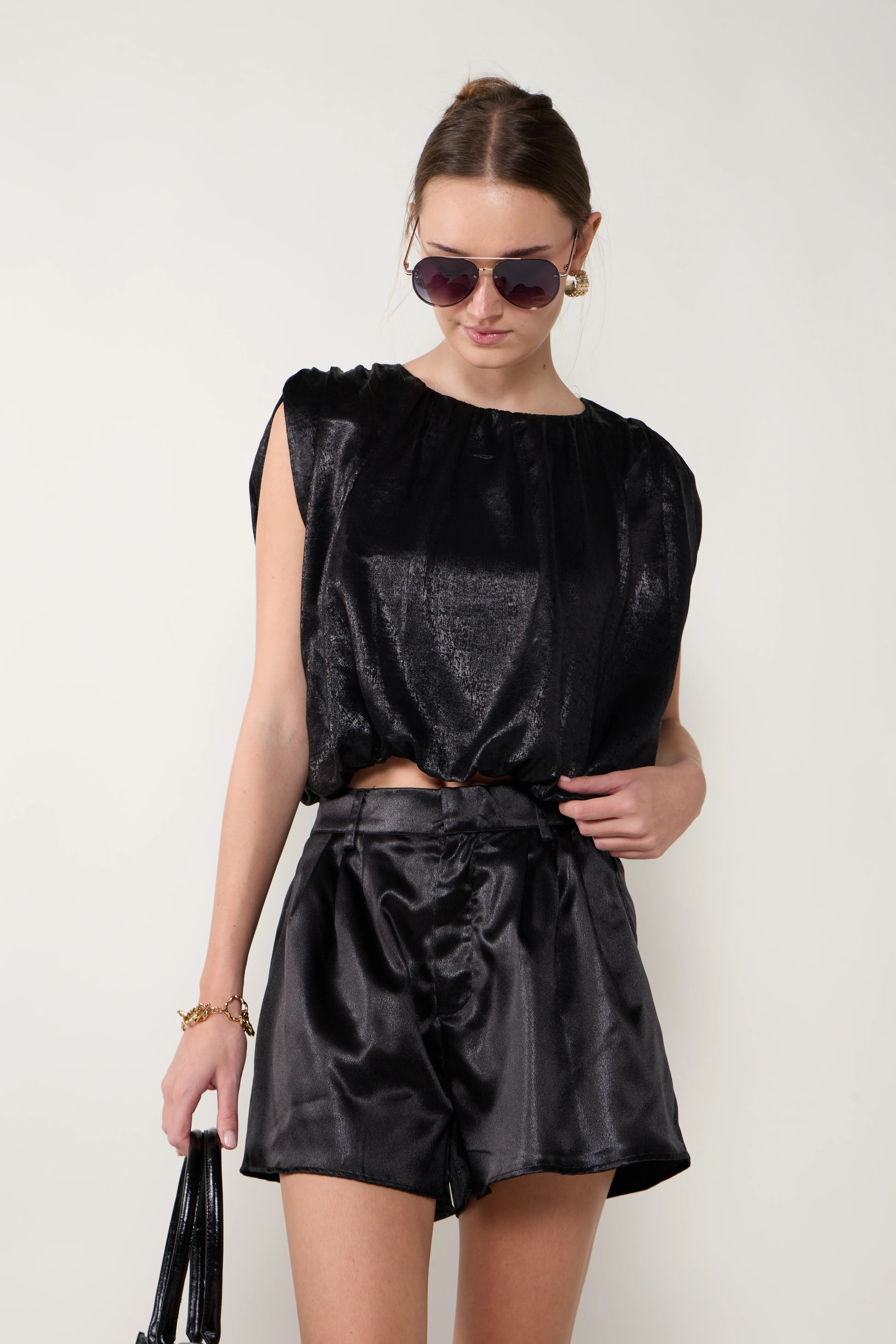 Image of Stella Mock Neck Bubble Top