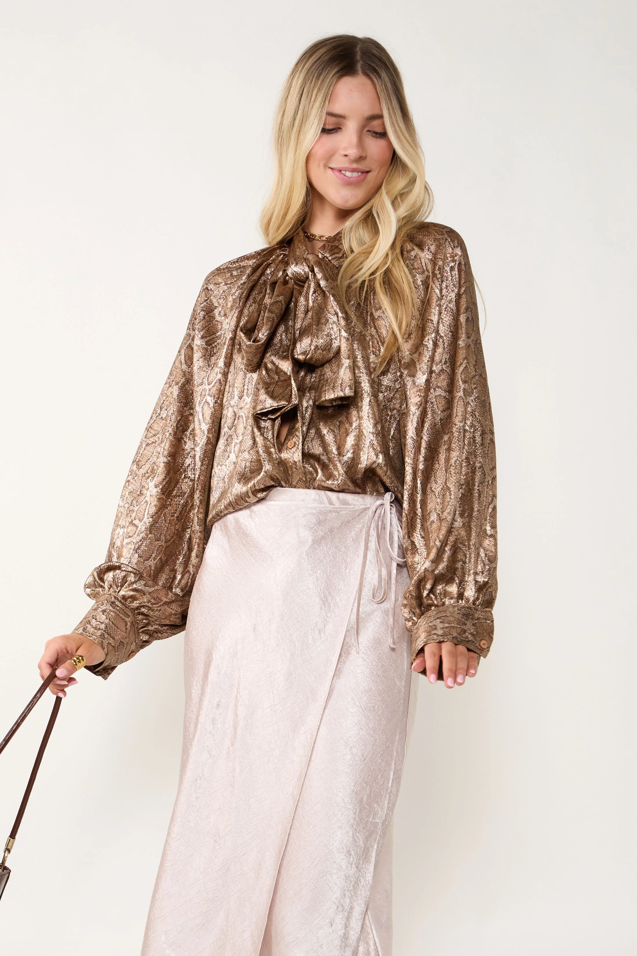 Image of Holly Tie Neck Blouse