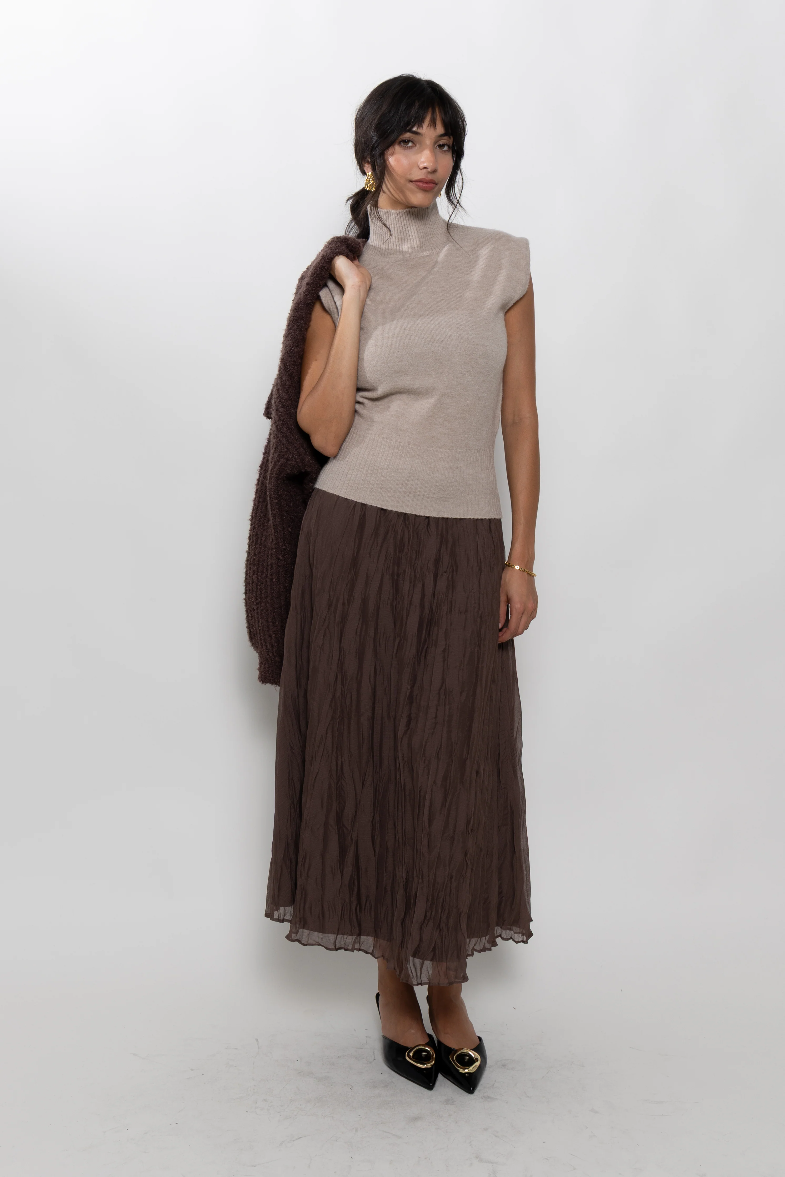 Image of Minnie Crinkled Ciffon Midi Skirt