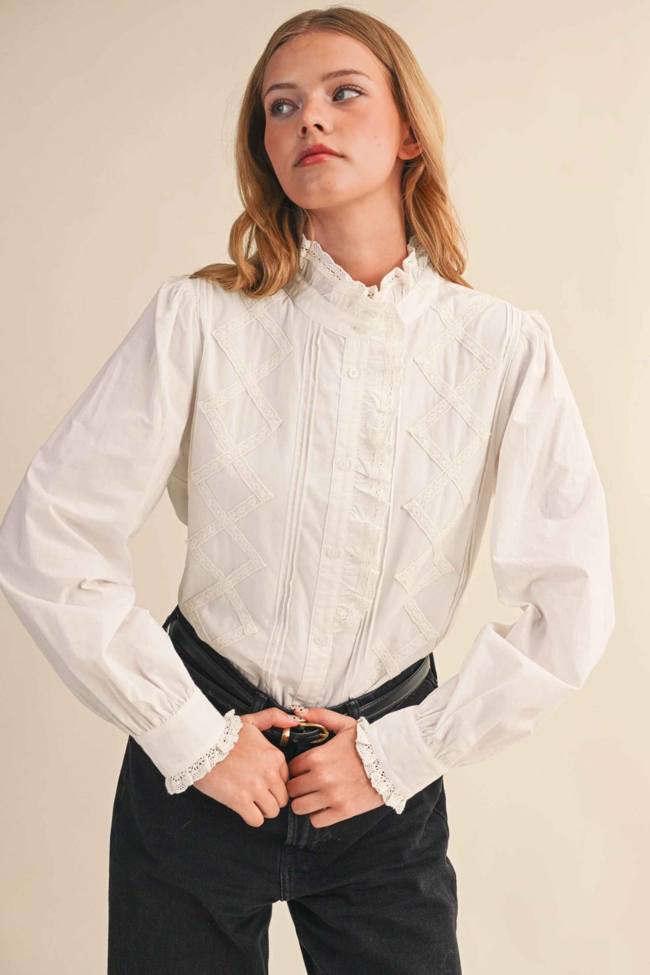 Image of Florence Lace Trimmed Top