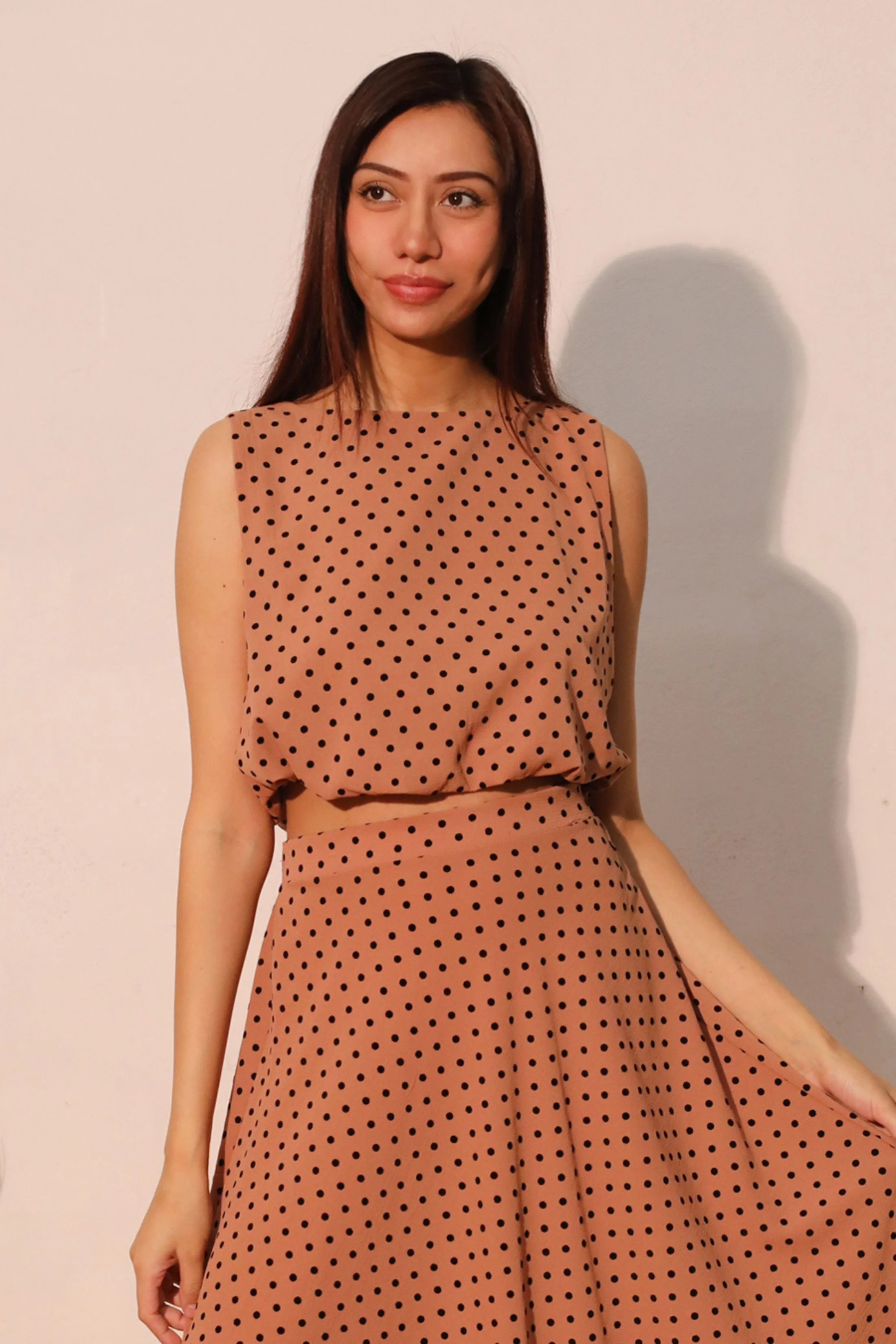 Image of Lucy Flocked Polka Dot Bubble Crop Top