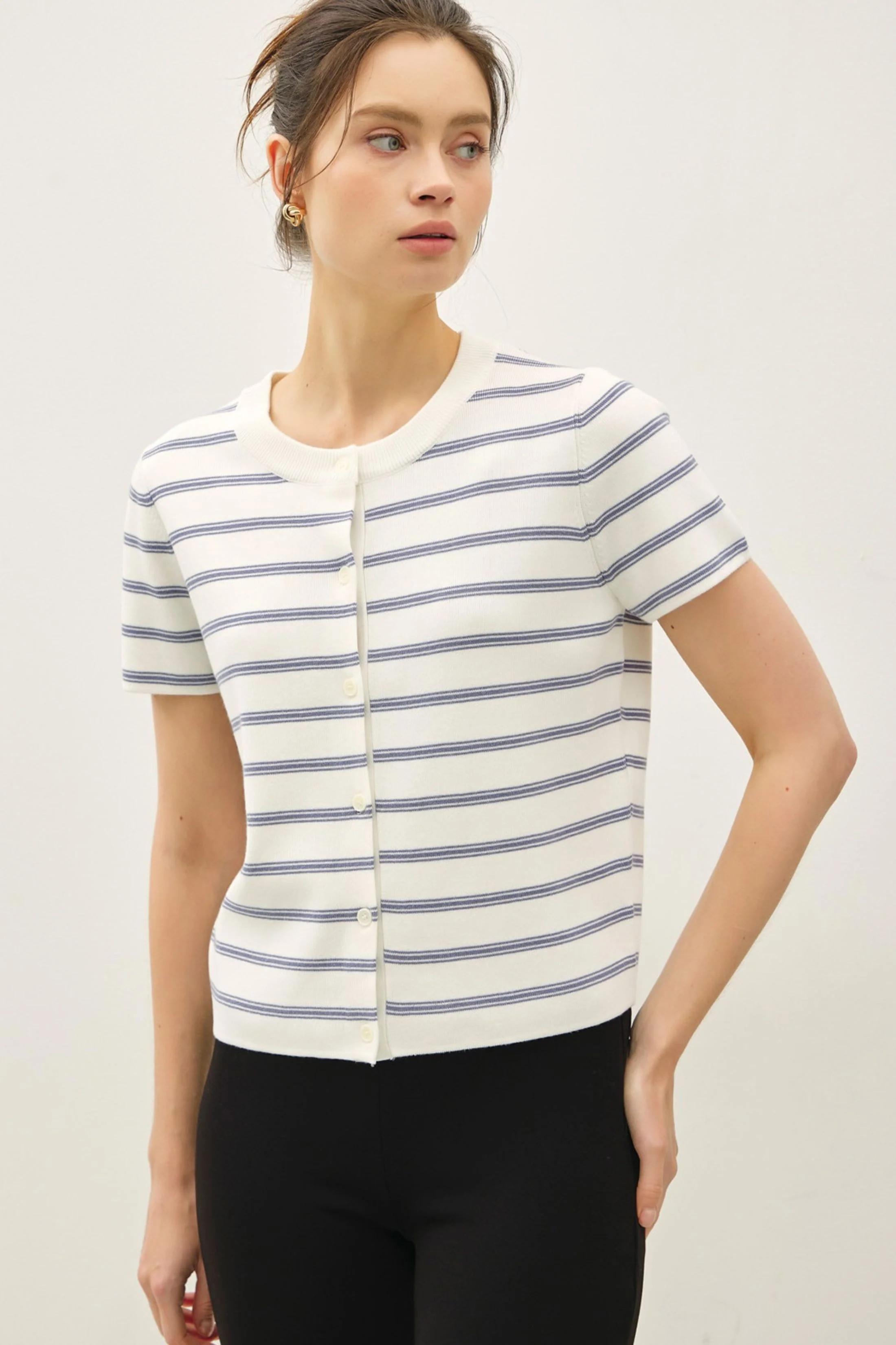 Image of Claire Striped Short Sleeve