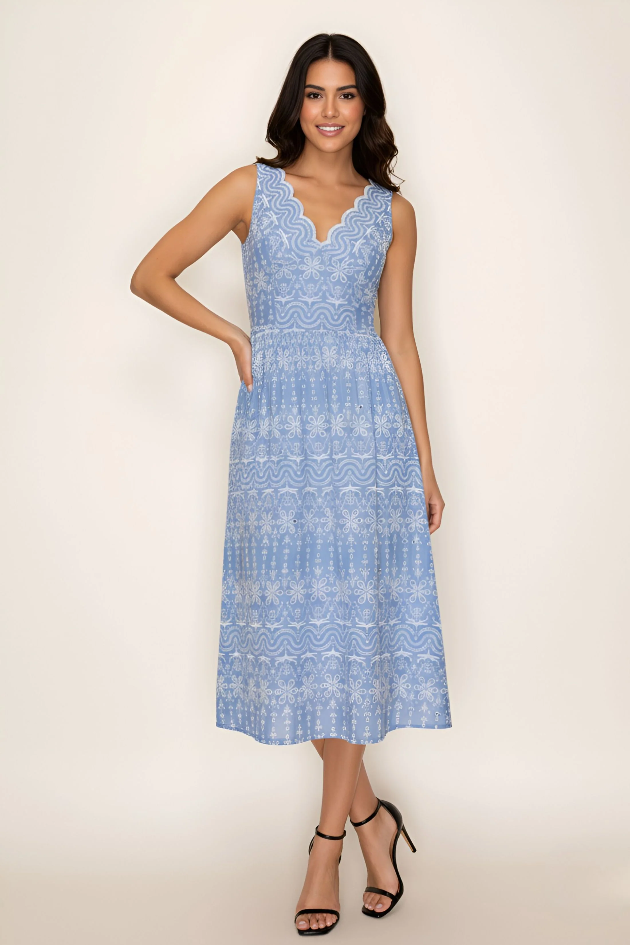 Image of Aria Patterned Midi Dress