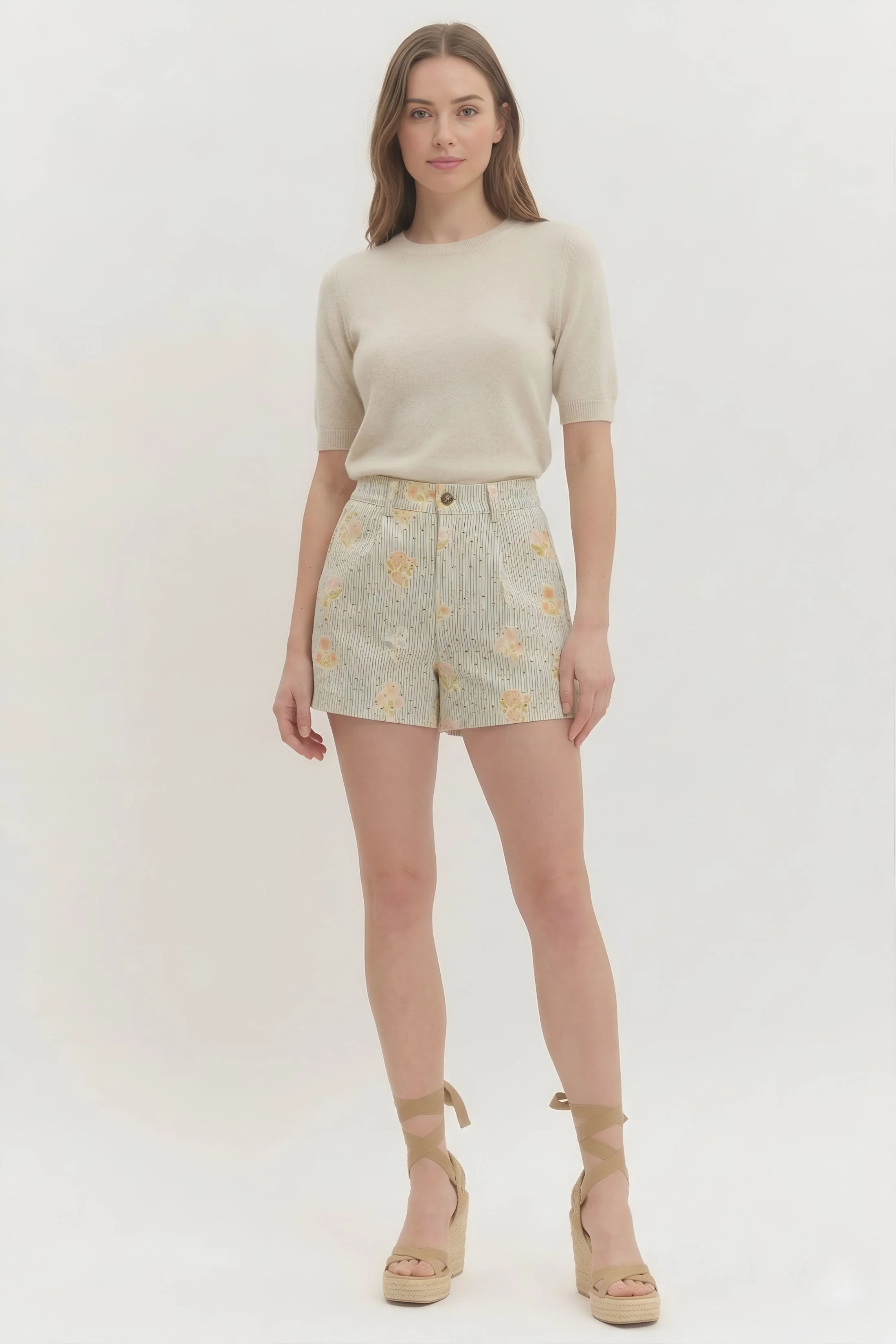 Image of Remi Embroidered Floral Shorts