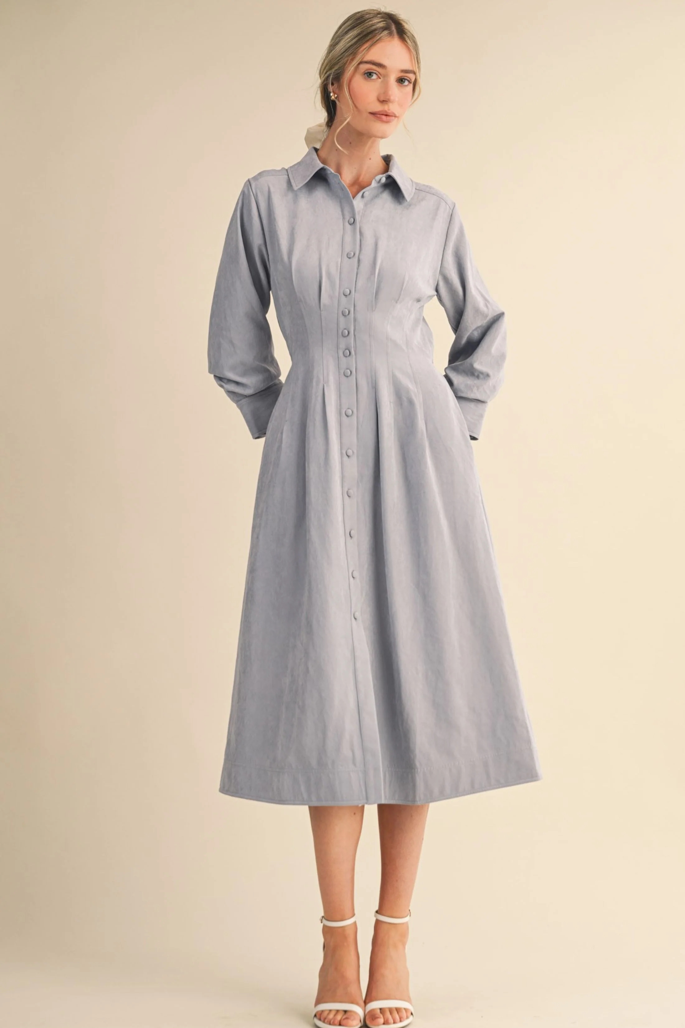 Image of Bree Pleated Midi Dress